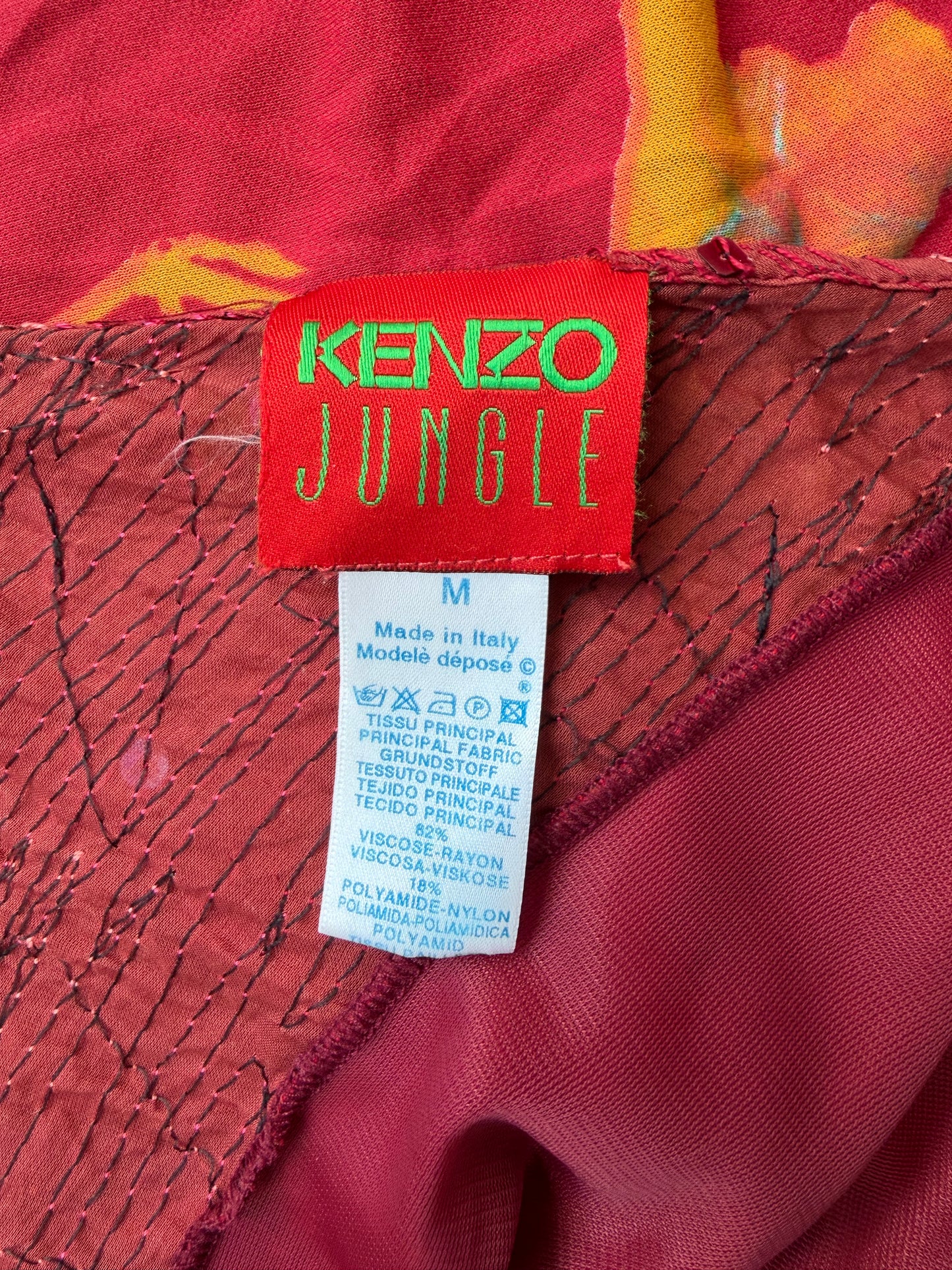 Kenzo Jungle Red Mesh Backless Top