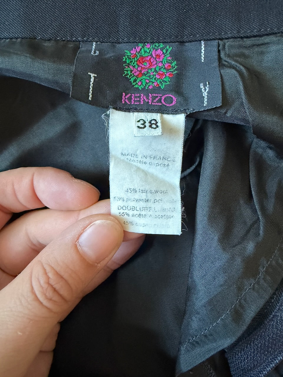 Vintage Kenzo City Black Pleated Skirt