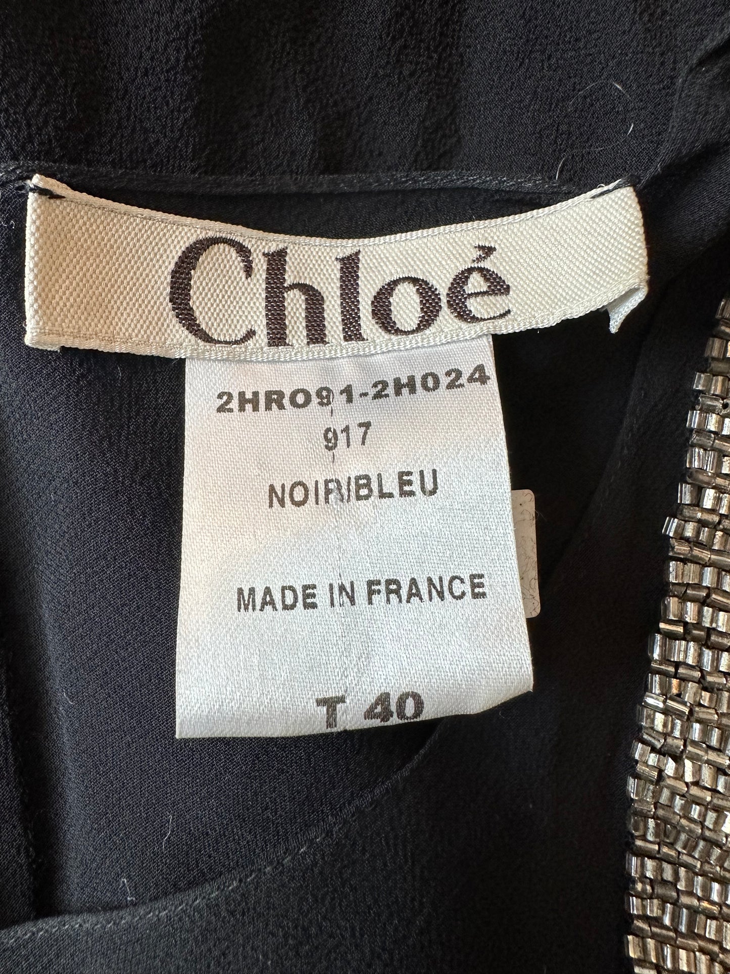 Vintage Chloé F/W 2002 Black Beaded Silk Blouse