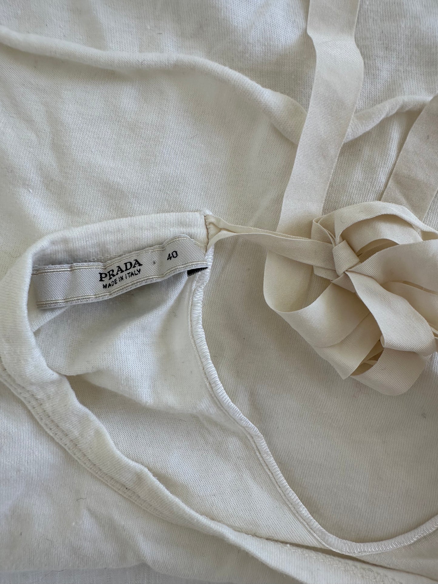 Prada White Cropped Long Sleeve Top