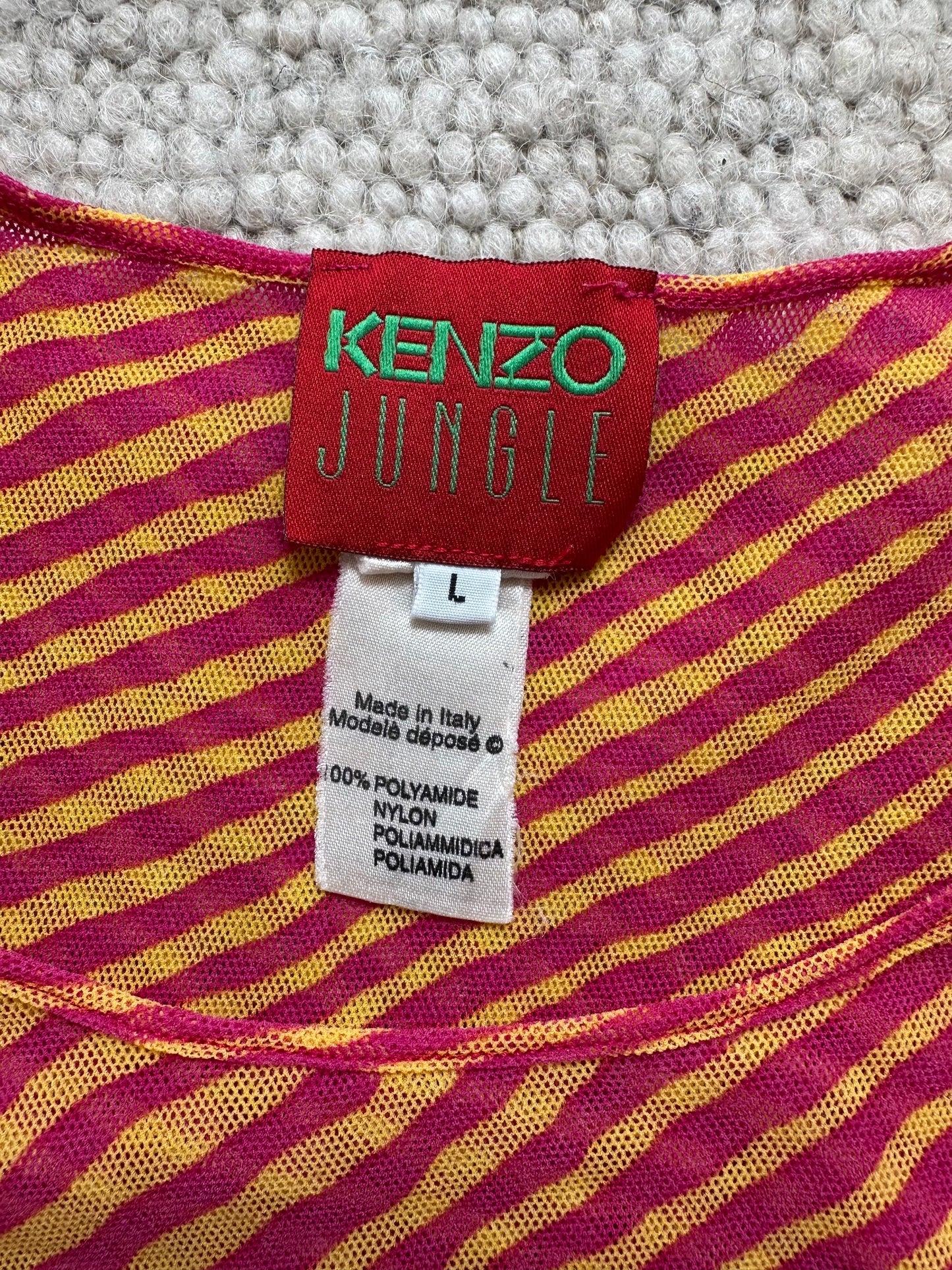 Vintage Kenzo Jungle Mesh Striped T-shirt