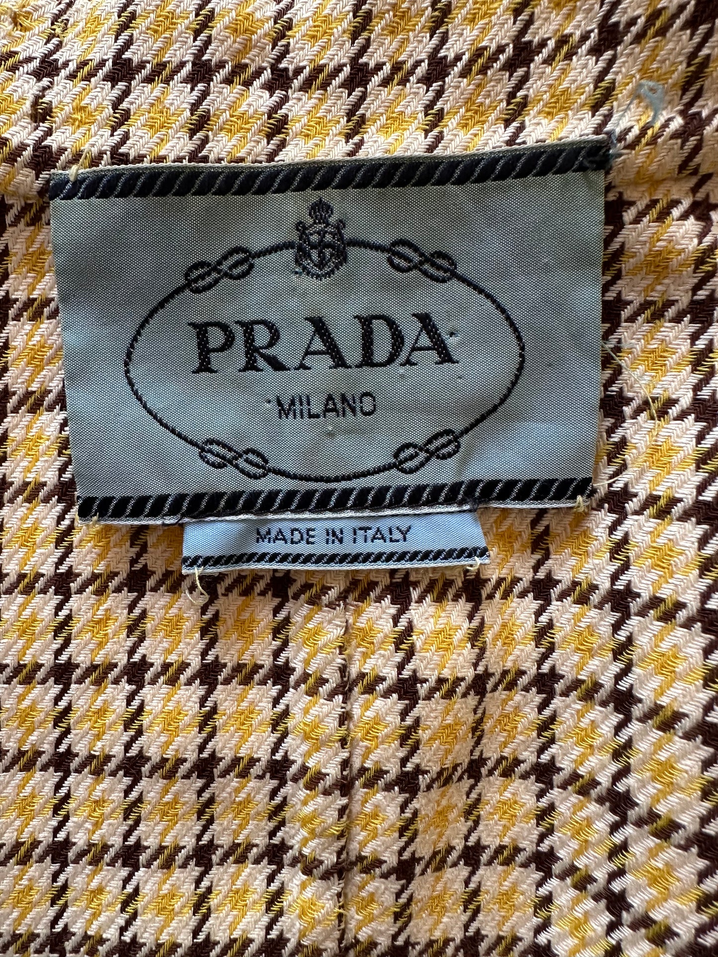 Vintage Prada S/S 1992 Yellow Checked Blazer