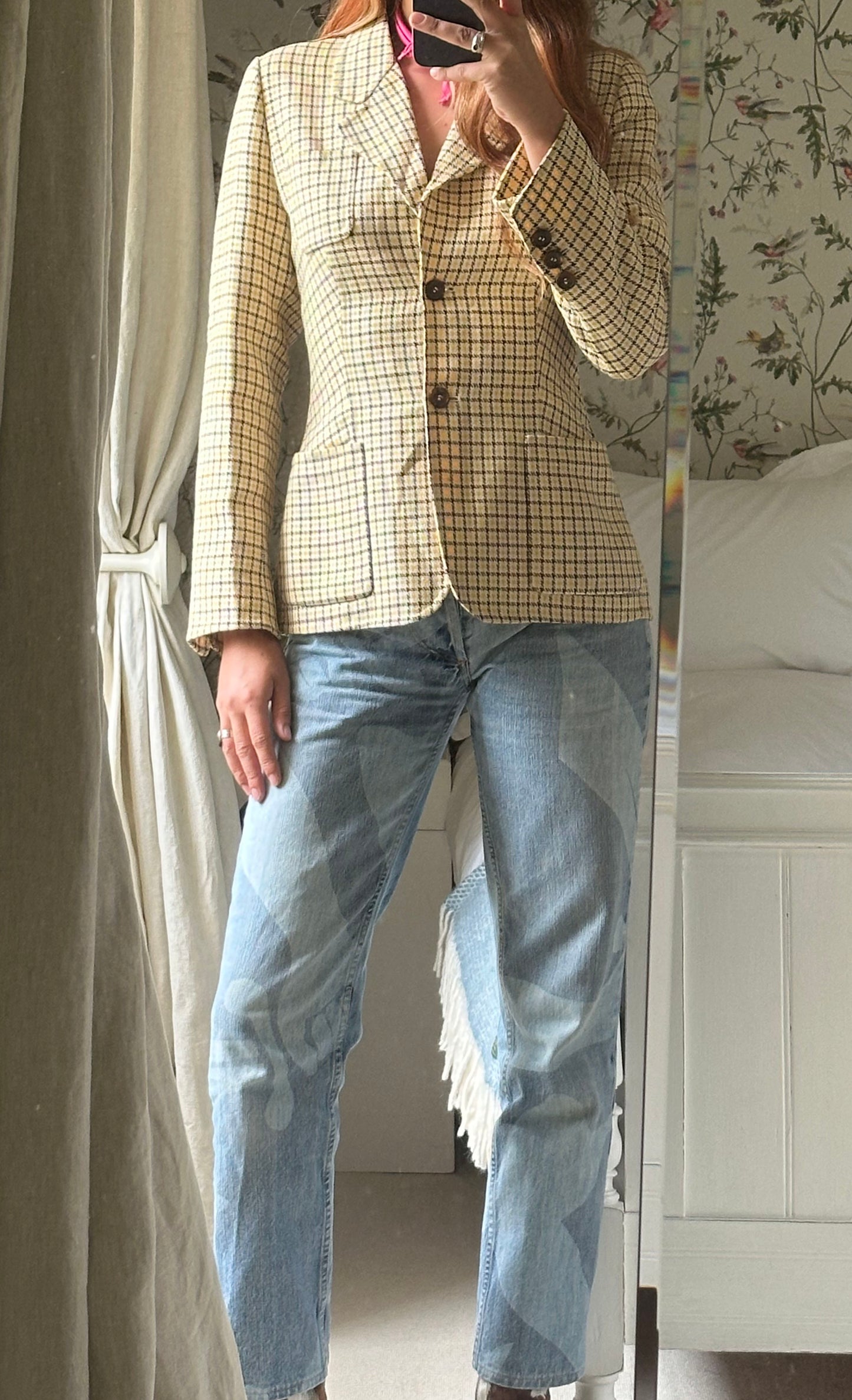 Vintage Prada S/S 1992 Yellow Checked Blazer