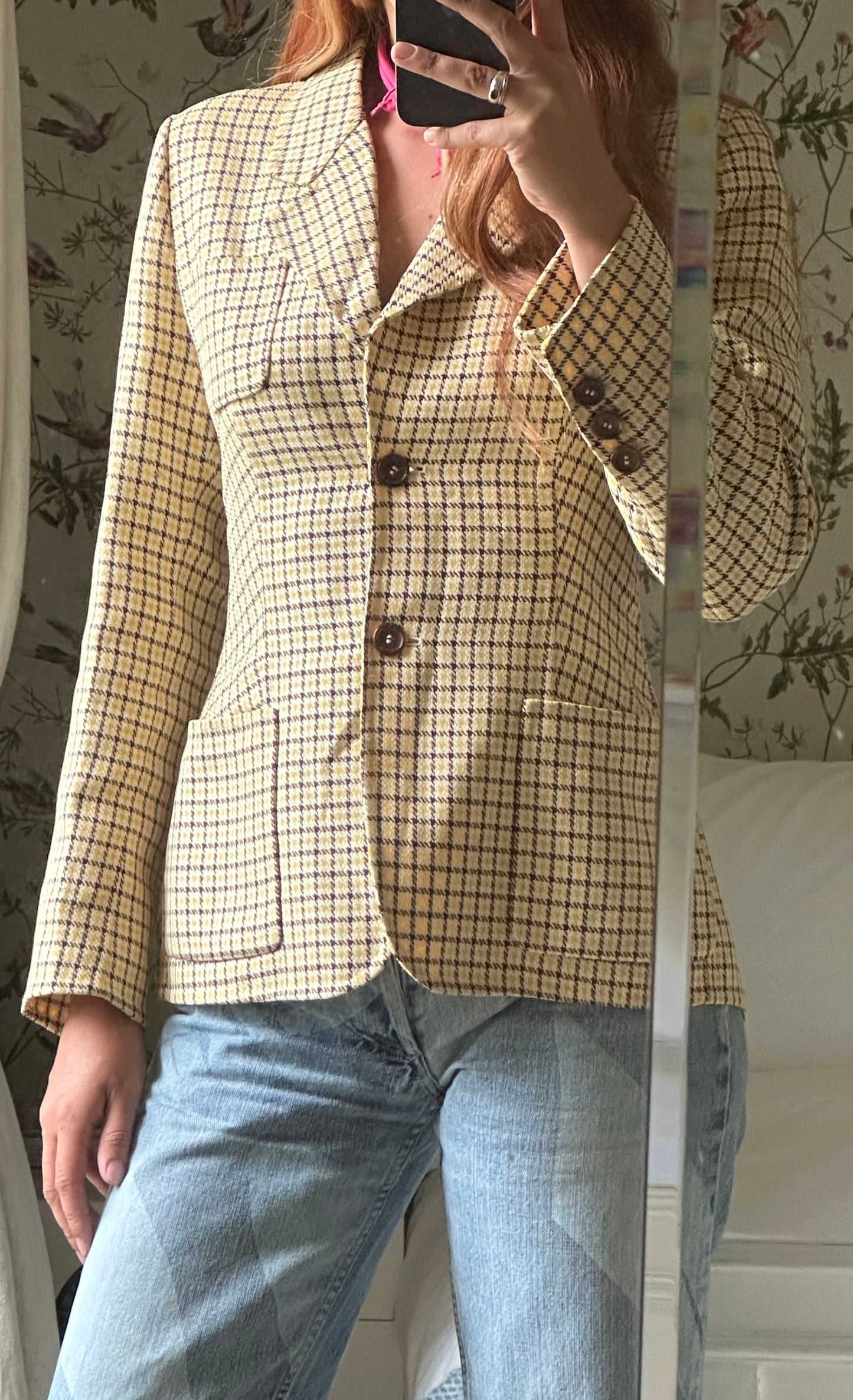 Vintage Prada S/S 1992 Yellow Checked Blazer