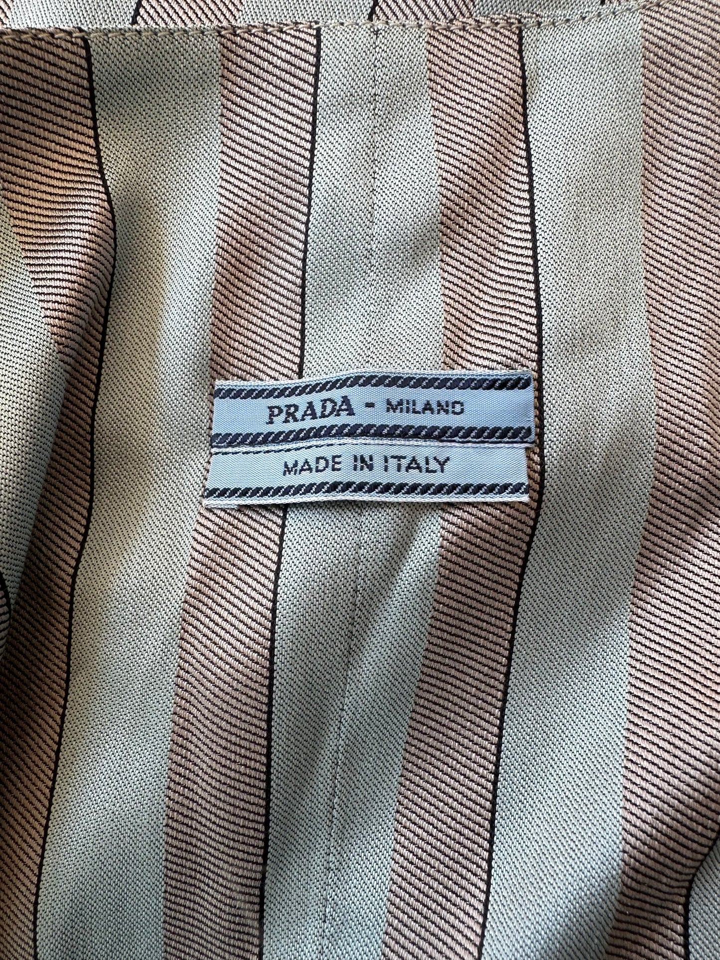 Vintage Prada S/S 1990 Blue Silk Striped Waistcoat