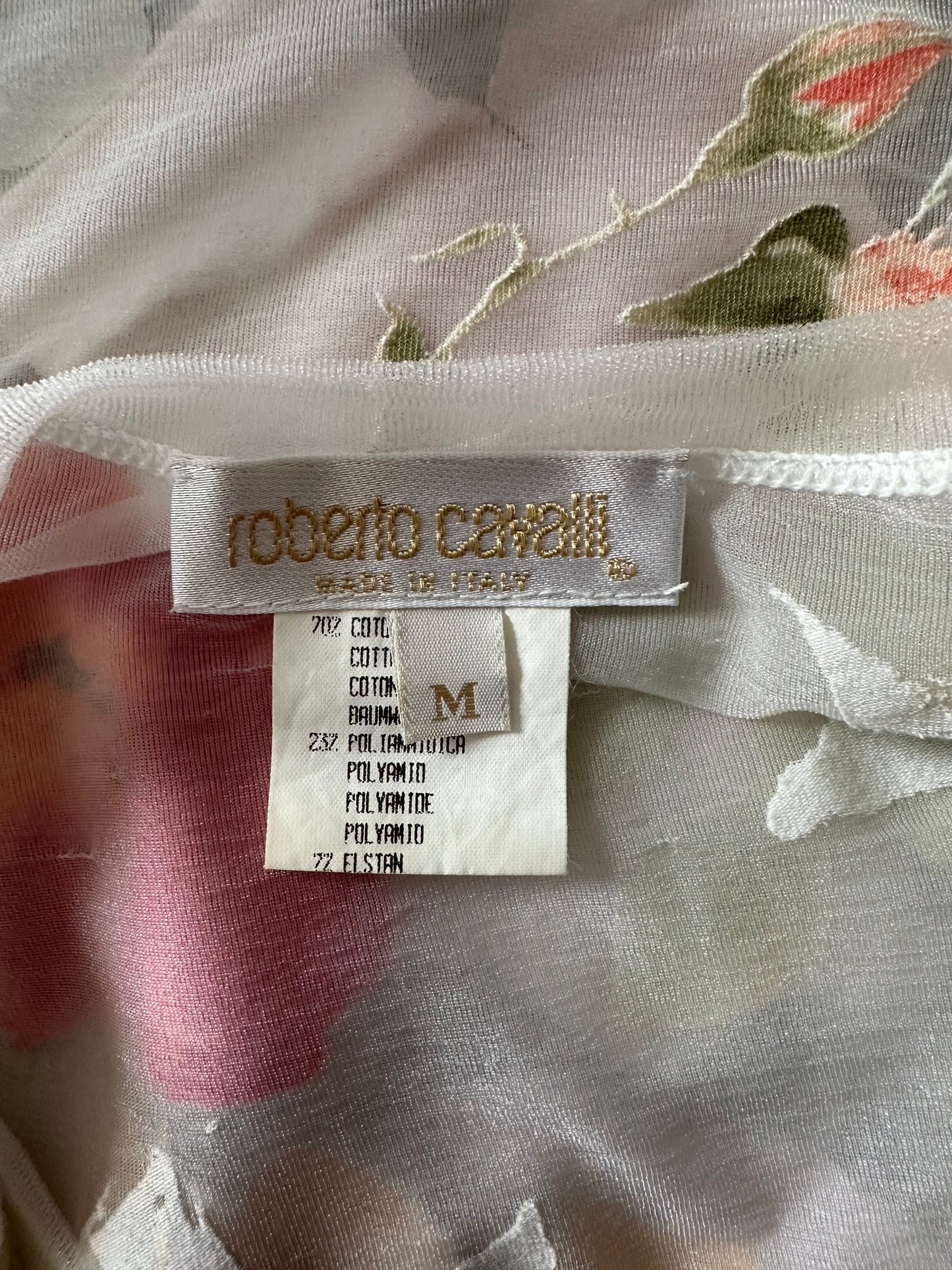 Vintage Roberto Cavalli S/S 1998 Mesh Floral Top