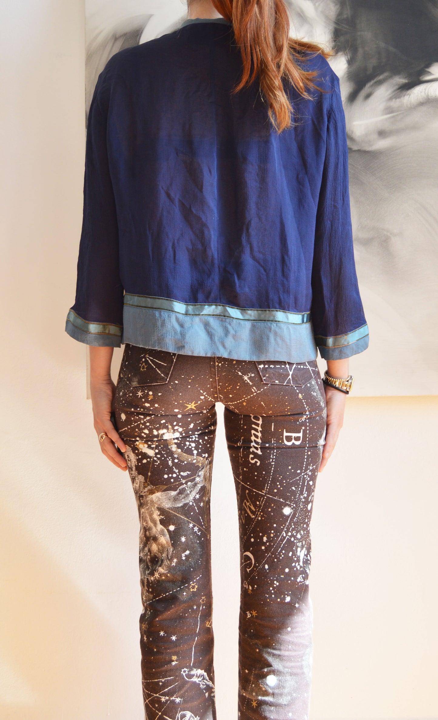 prada ss 1997 blue silk blouse