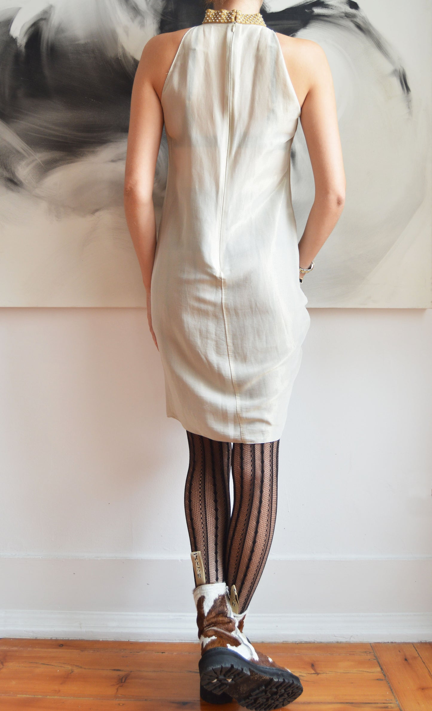 vintage miu miu ss 2000 rhinstone studded collar dress