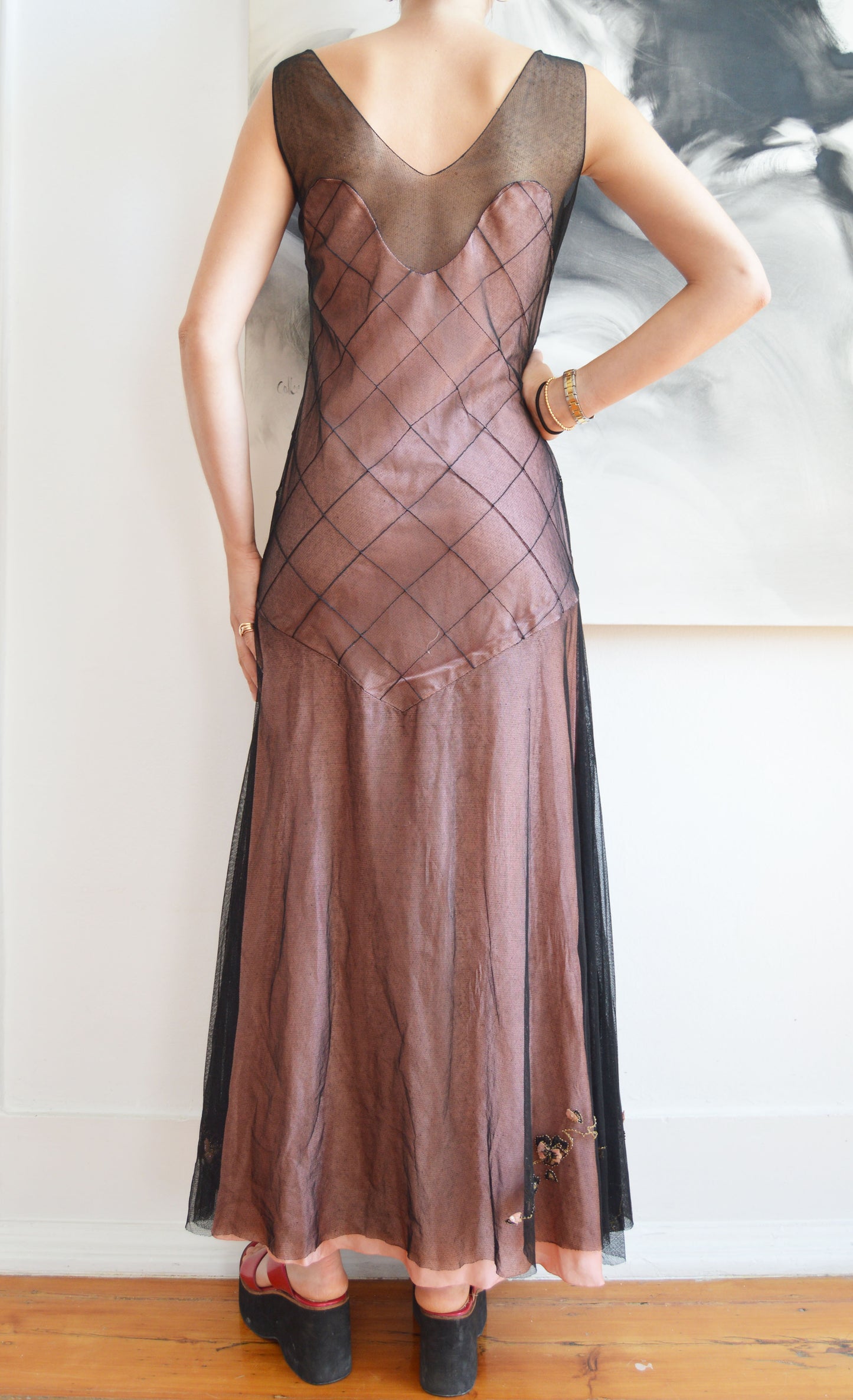 vintage chloe fw 1998 tulle and silk dress