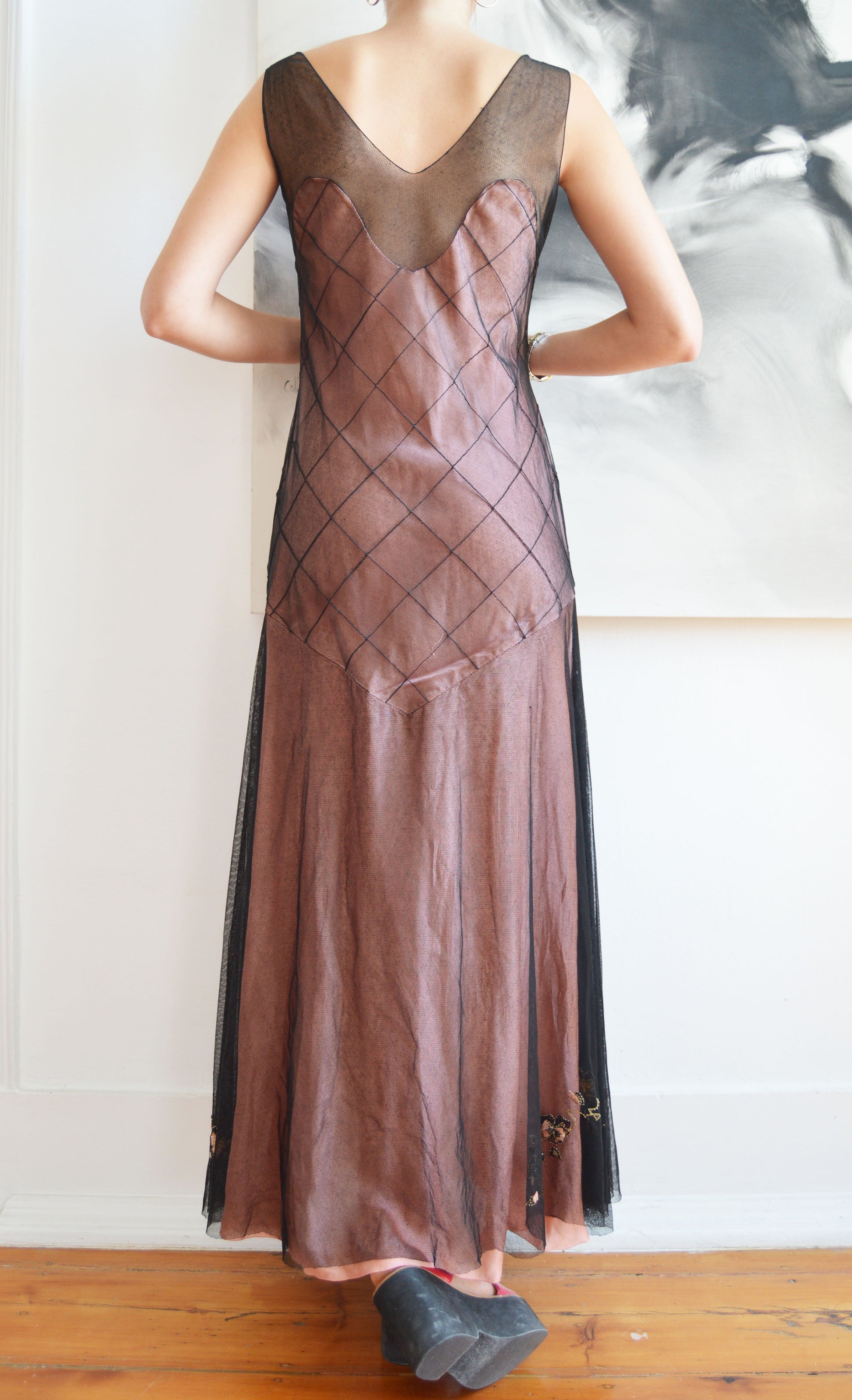 vintage chloe fw 1998 tulle and silk dress