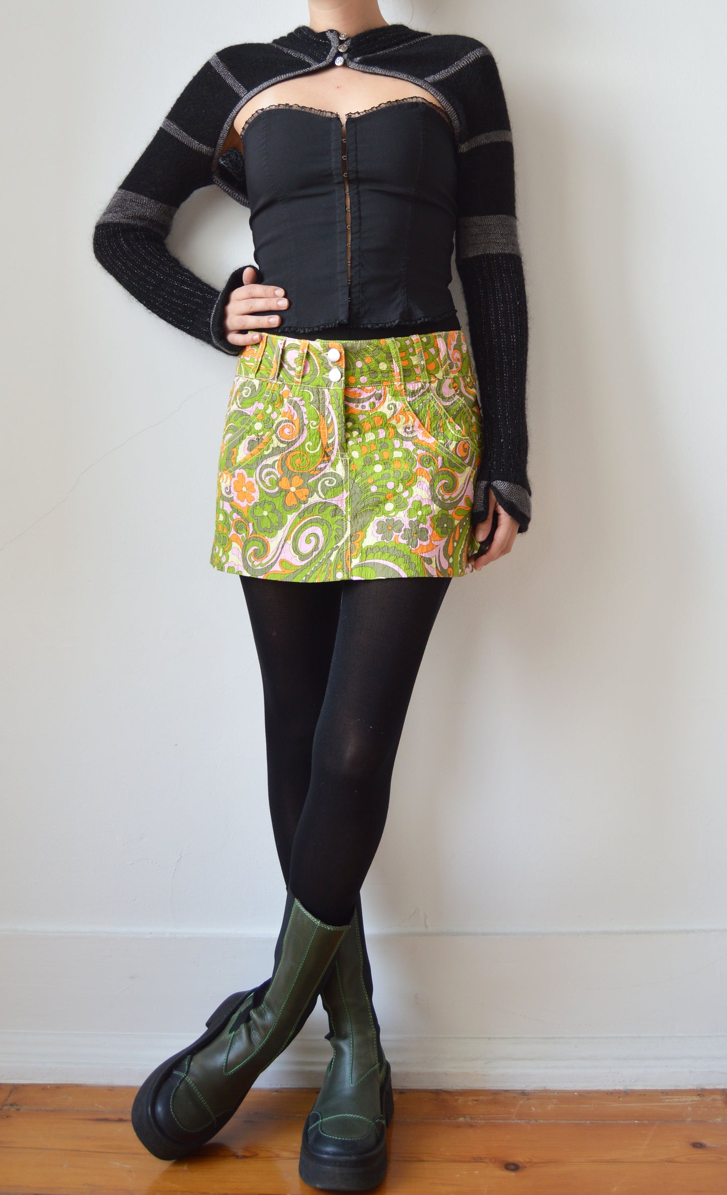 dolce gabbana ss 2004 psychedelic floral mini skirt