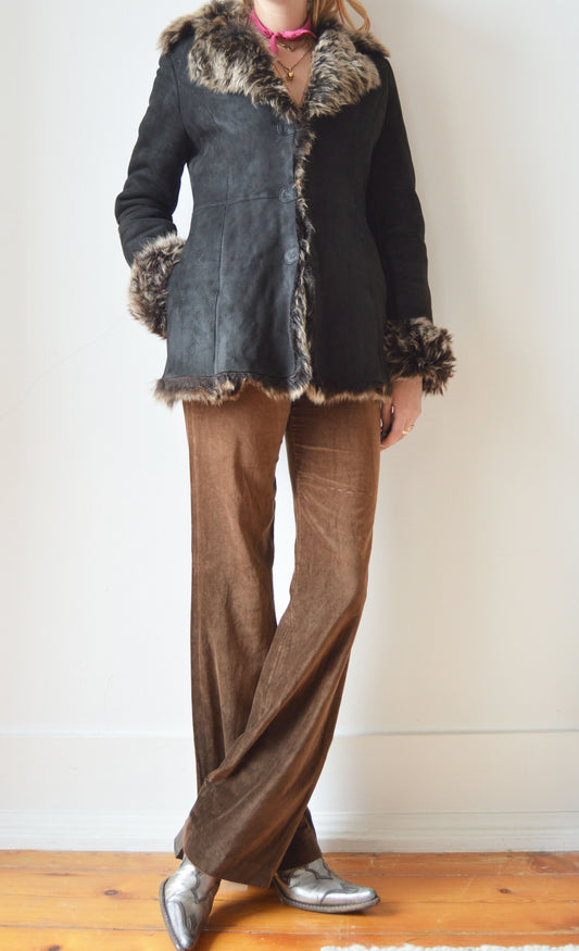 Donna Karan Signature Black Shearling Coat