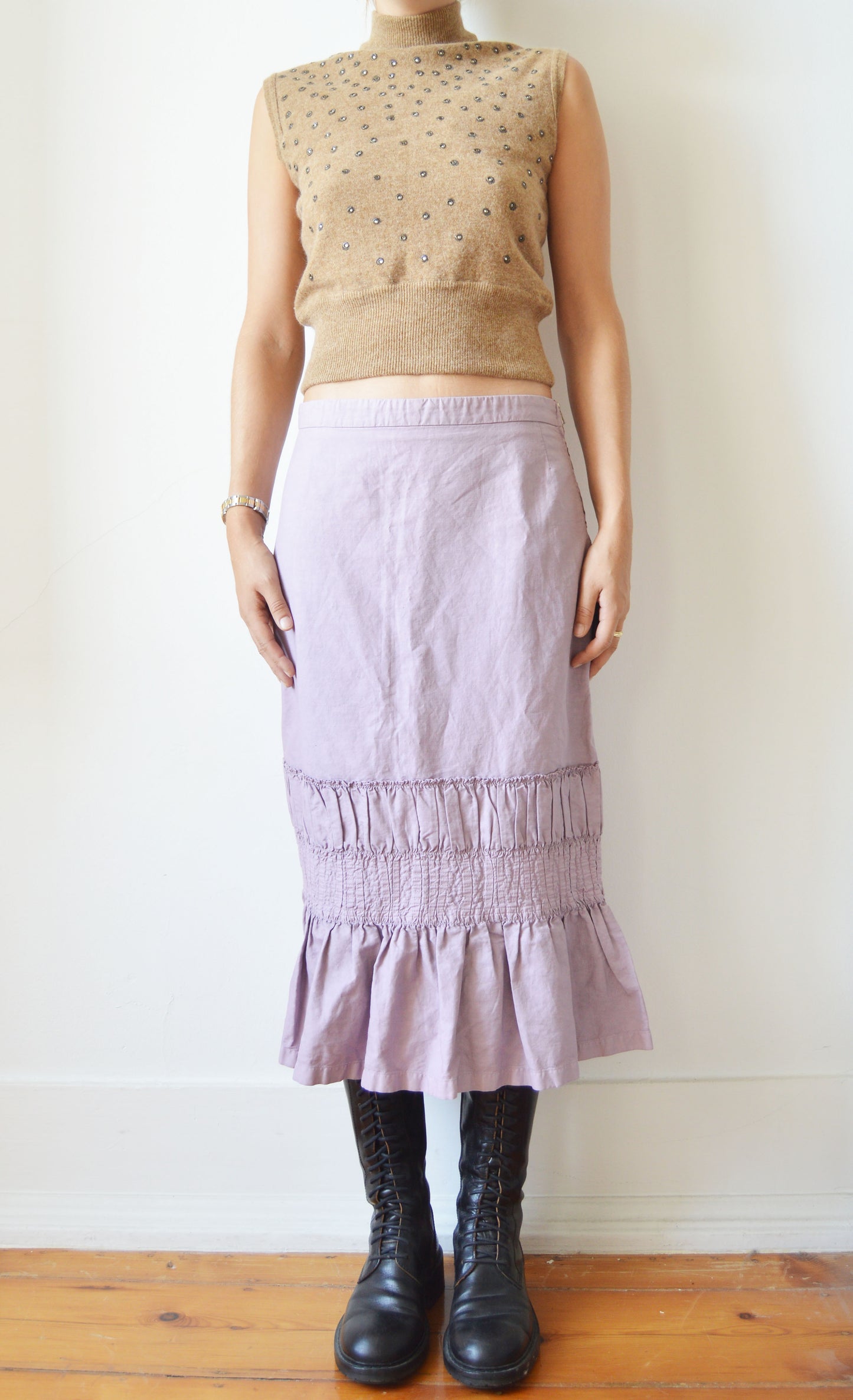 Dries van Noten Purple Midi Skirt