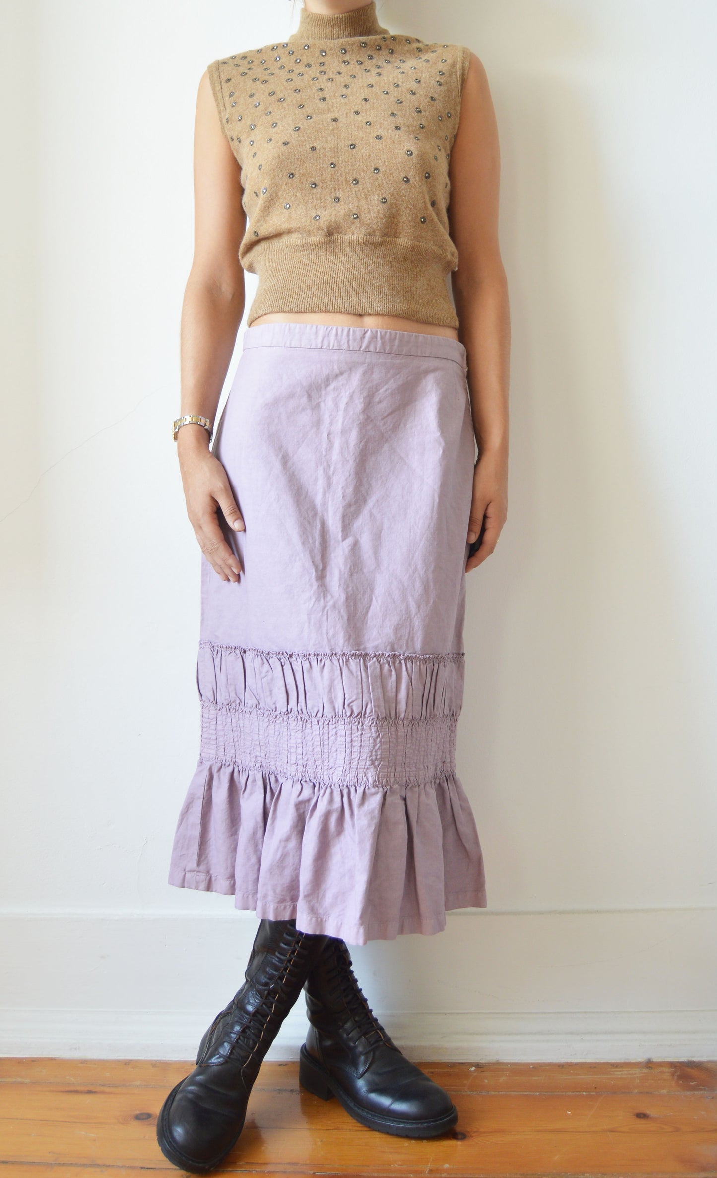 Dries van Noten Purple Midi Skirt
