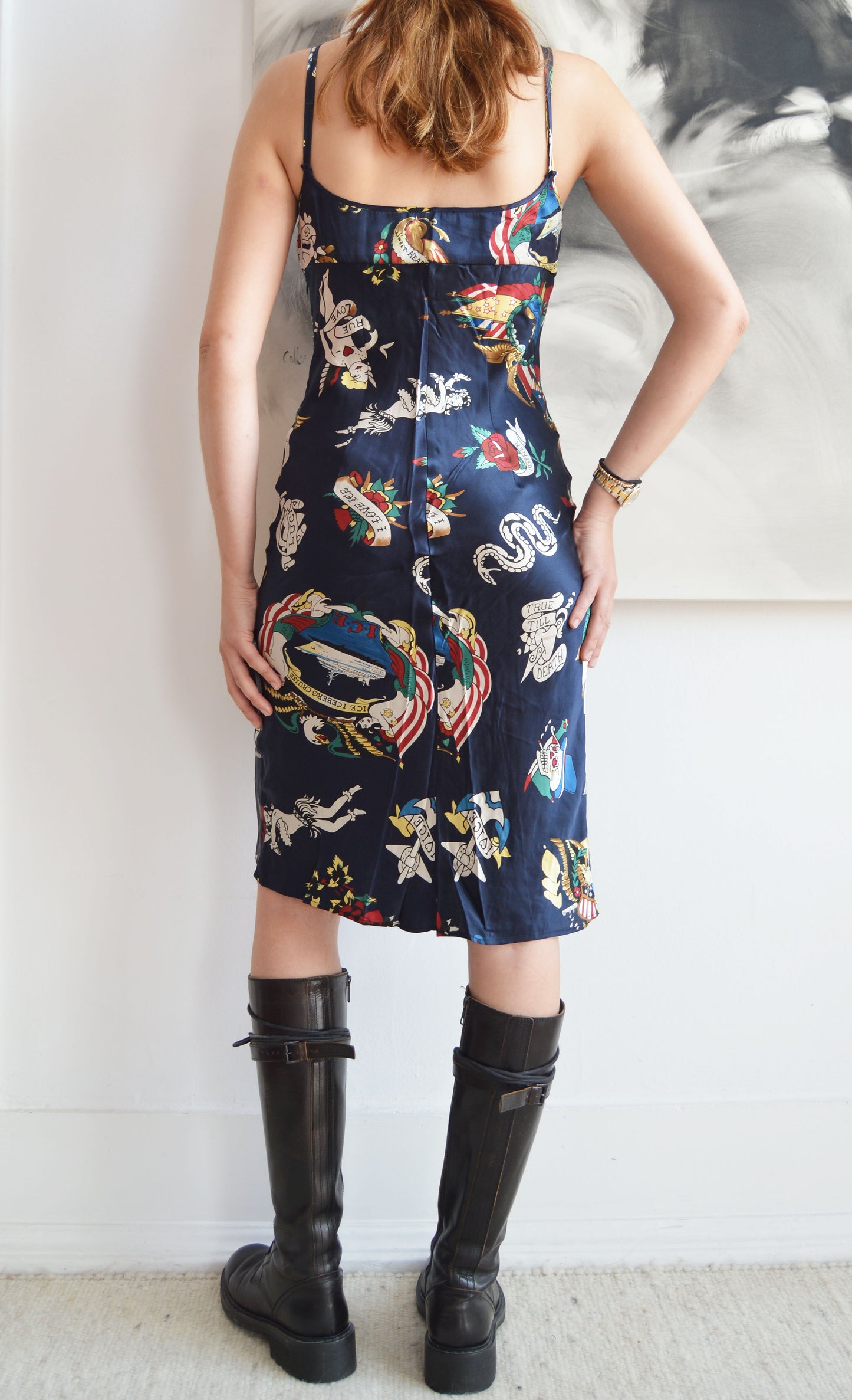 ice iceberg silk tattoo print dress
