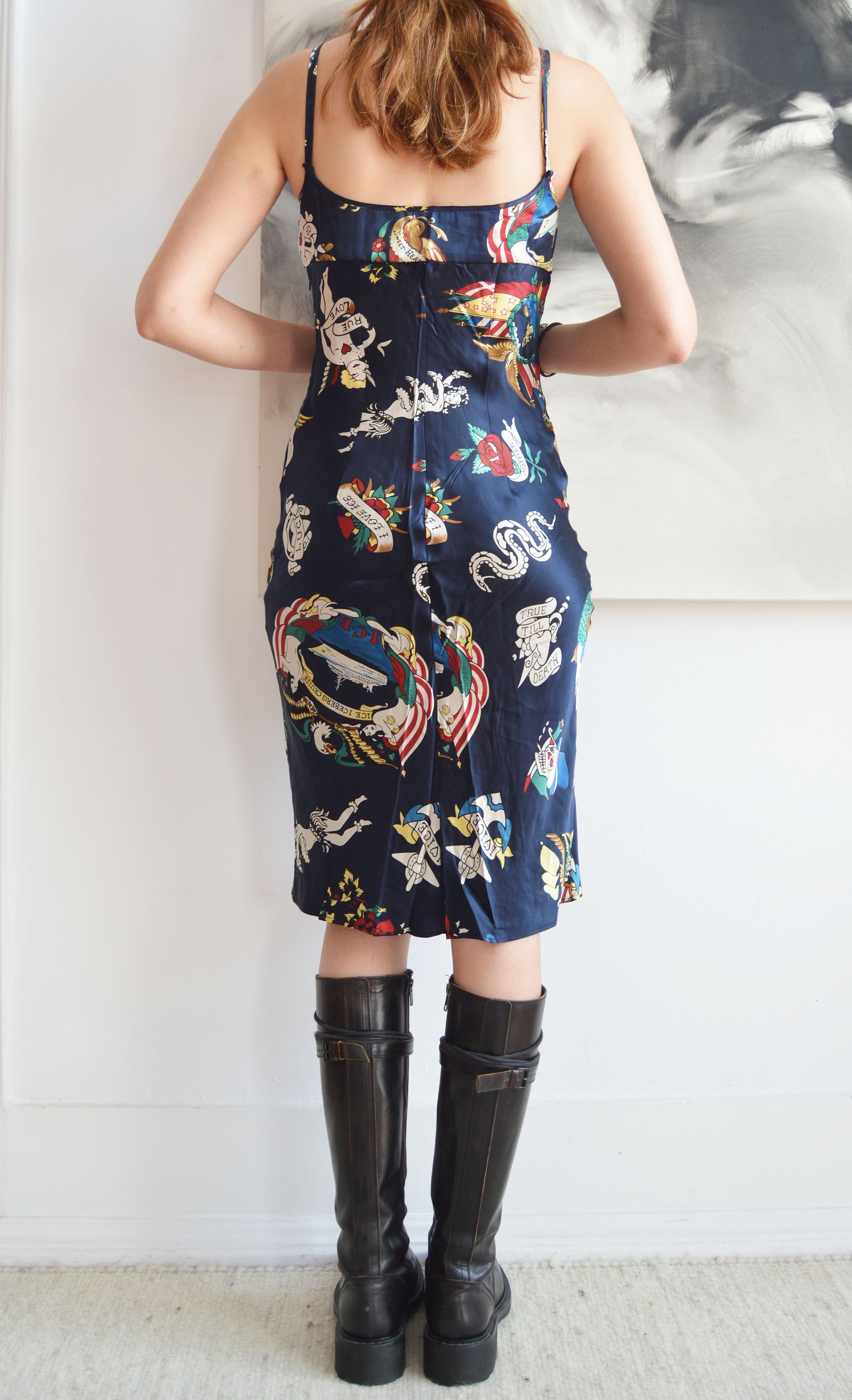 ice iceberg silk tattoo print dress