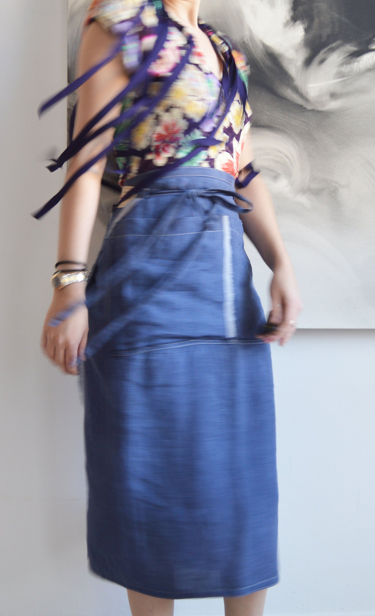 missoni x wolford purple floral tie blouse