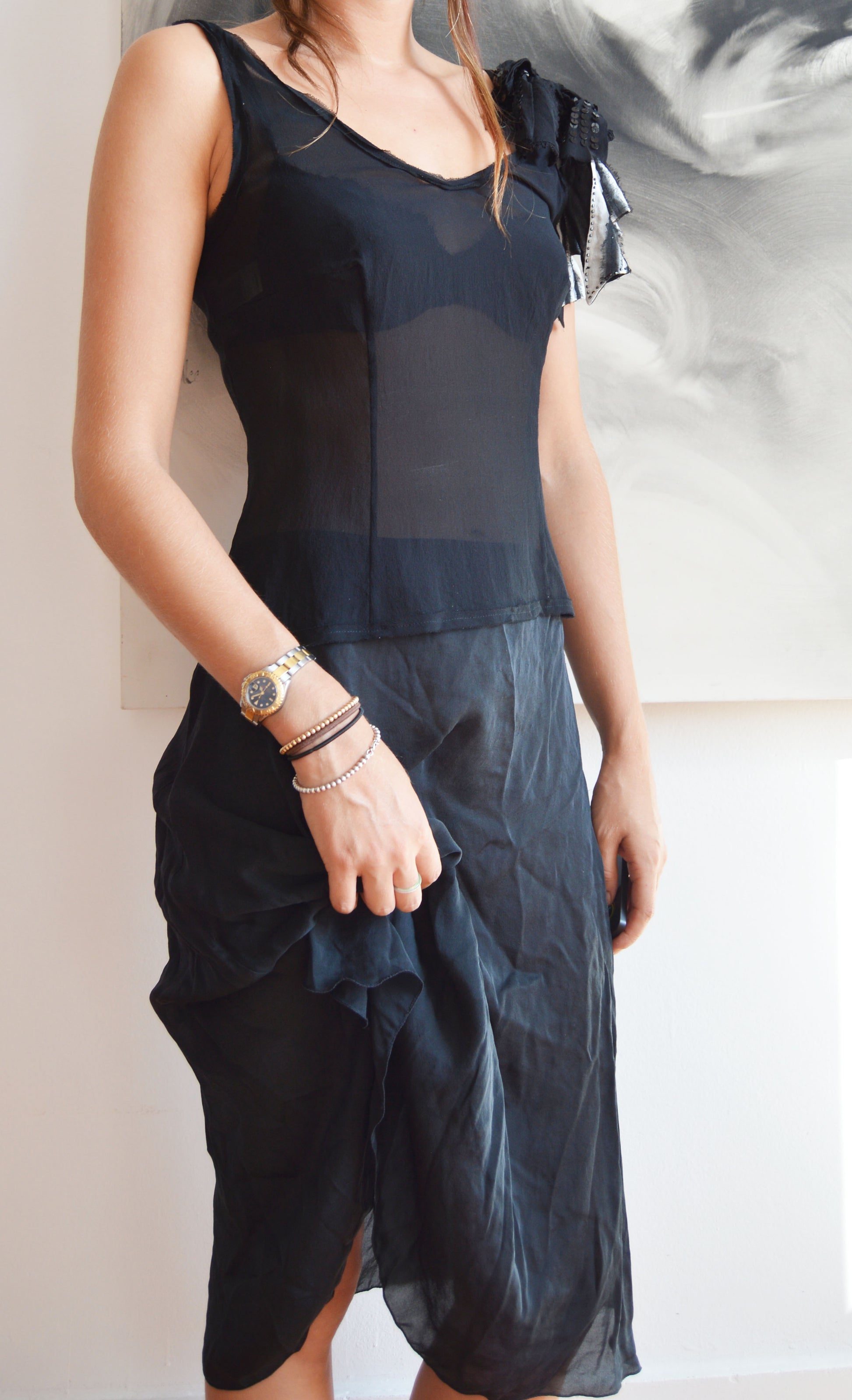 moschino cheap and chic black silk vest