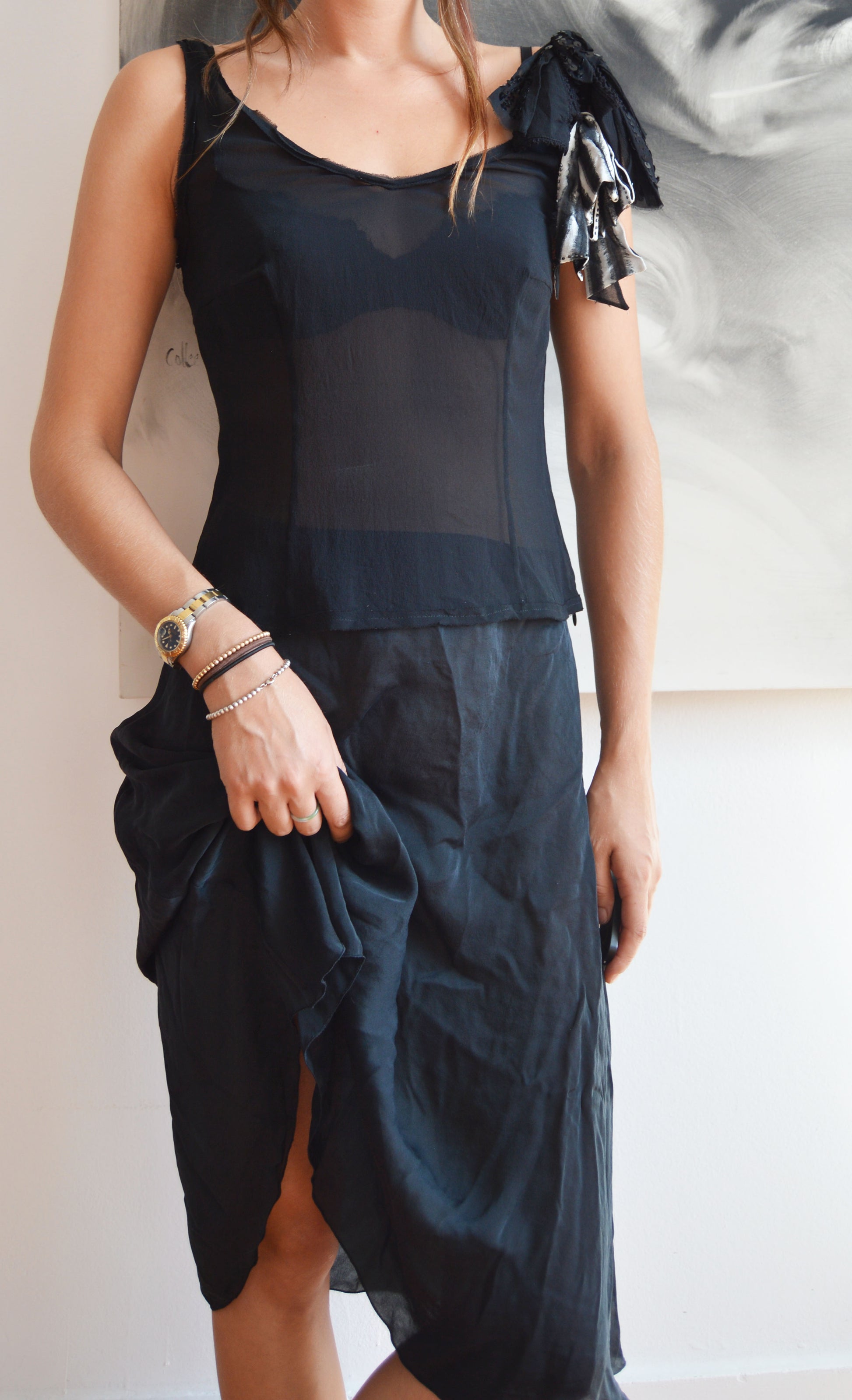 moschino cheap and chic black silk vest