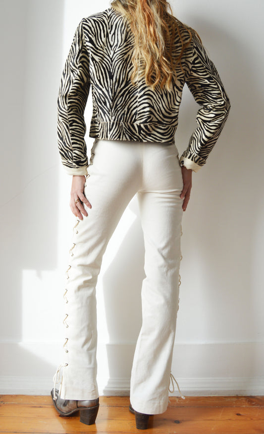 Moschino Cheap & Chic Cream Lace Up Trousers