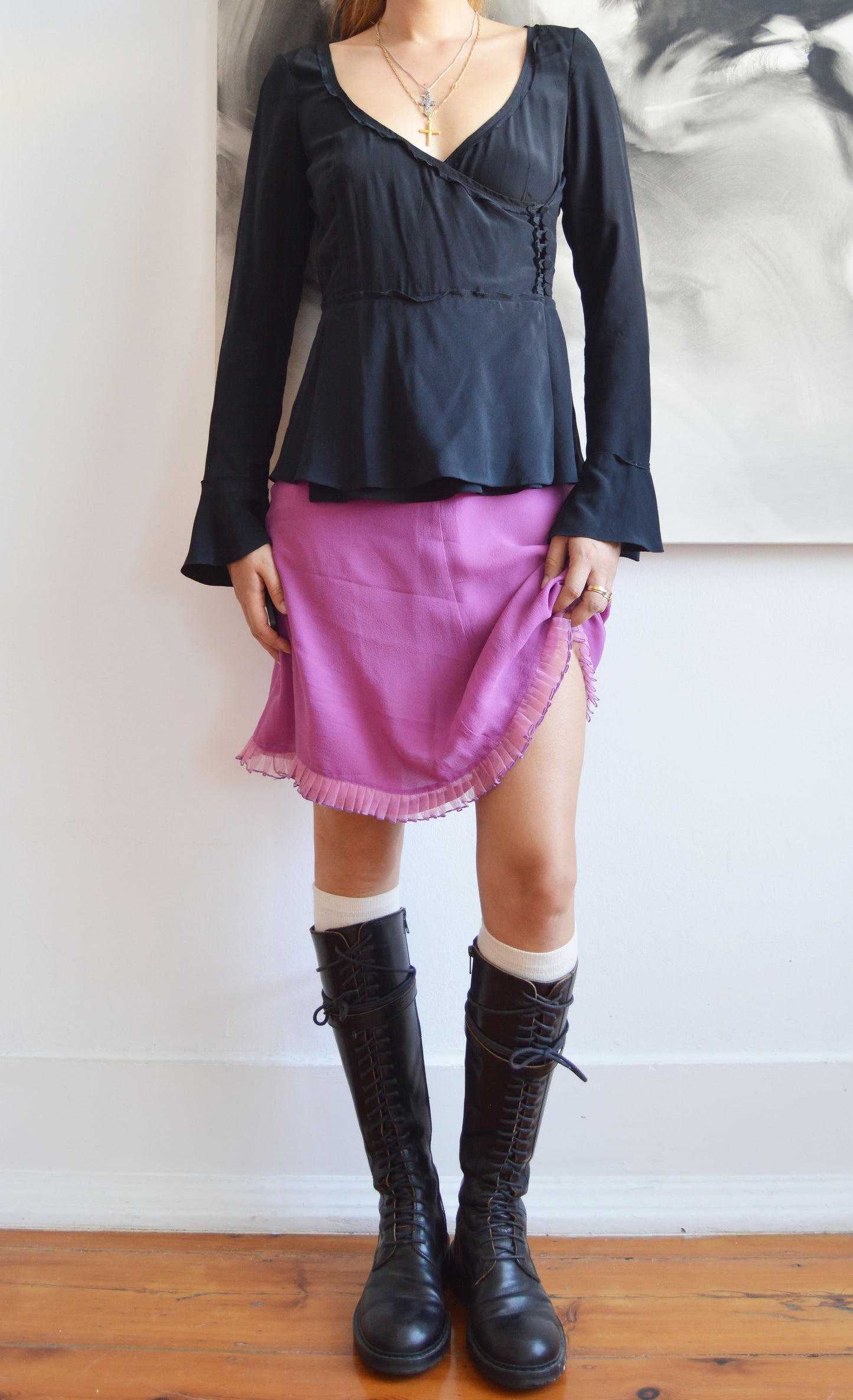prada silk black blouse