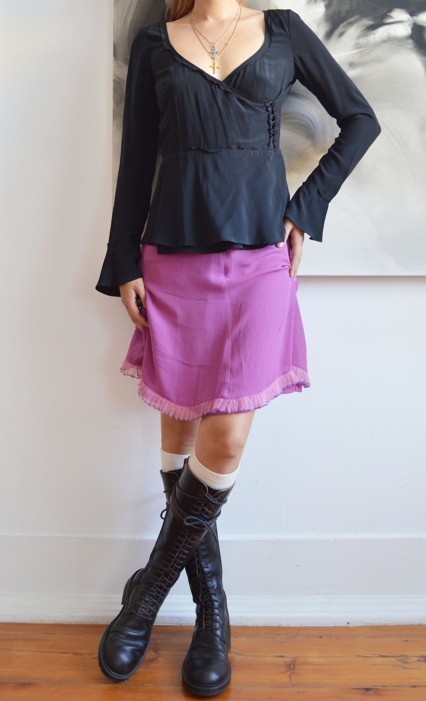 prada silk black blouse