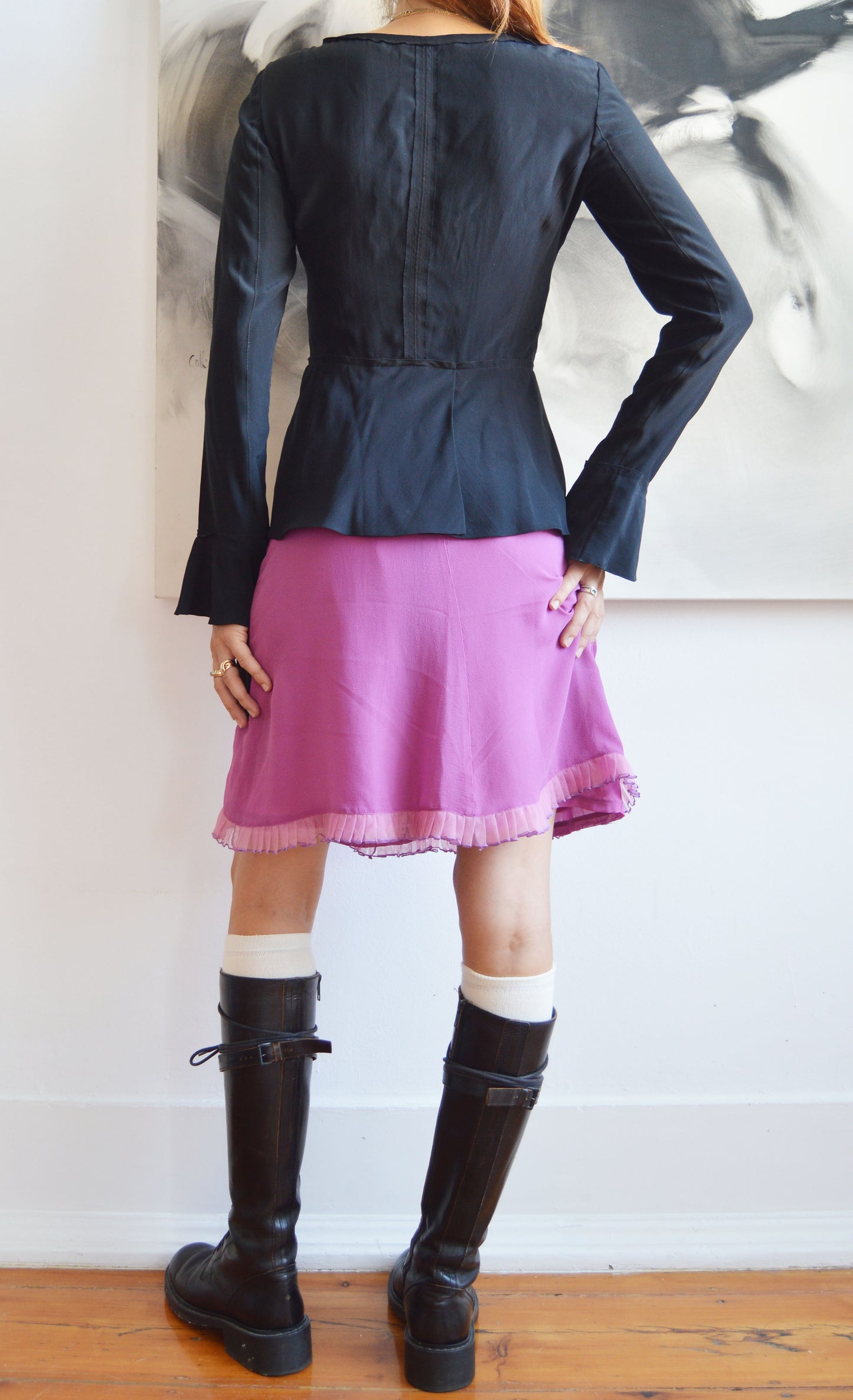 prada silk black blouse