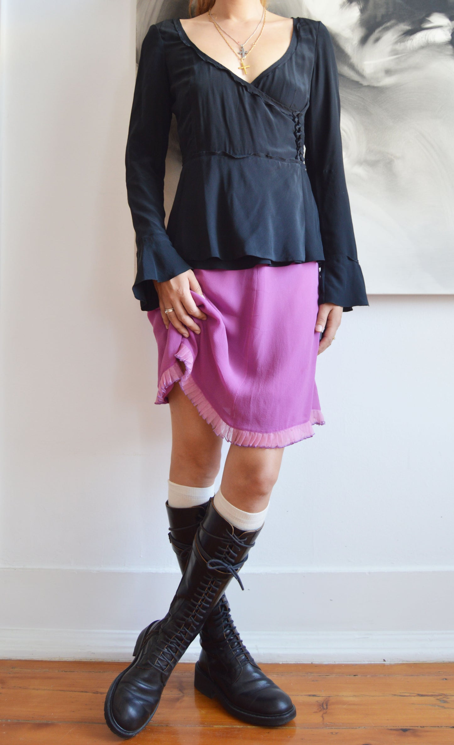 prada silk black blouse