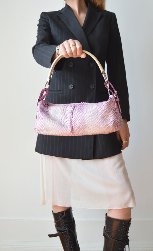 Sergio Rossi Pink Python Shoulder Bag