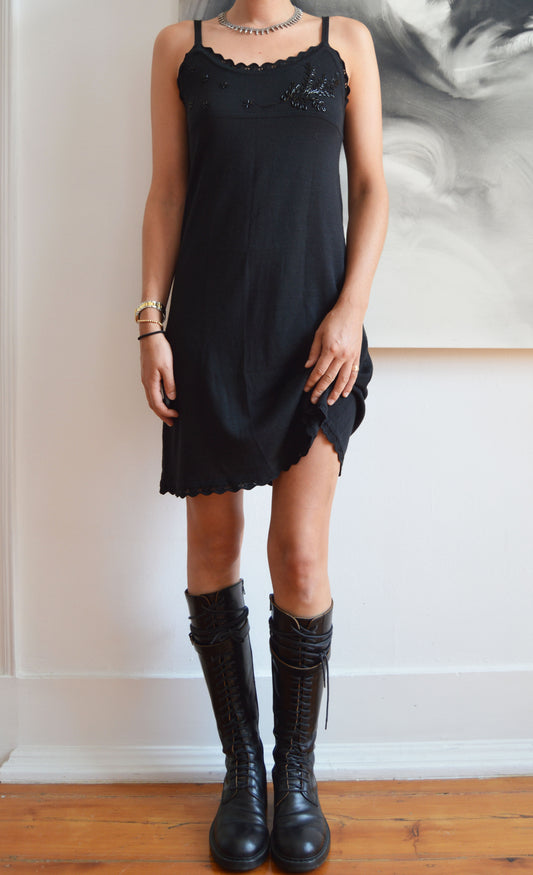 vintage 90s chloe black knitted mini dress