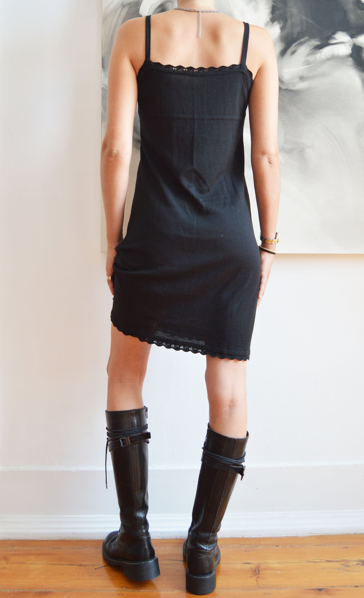 vintage 90s chloe black knitted mini dress