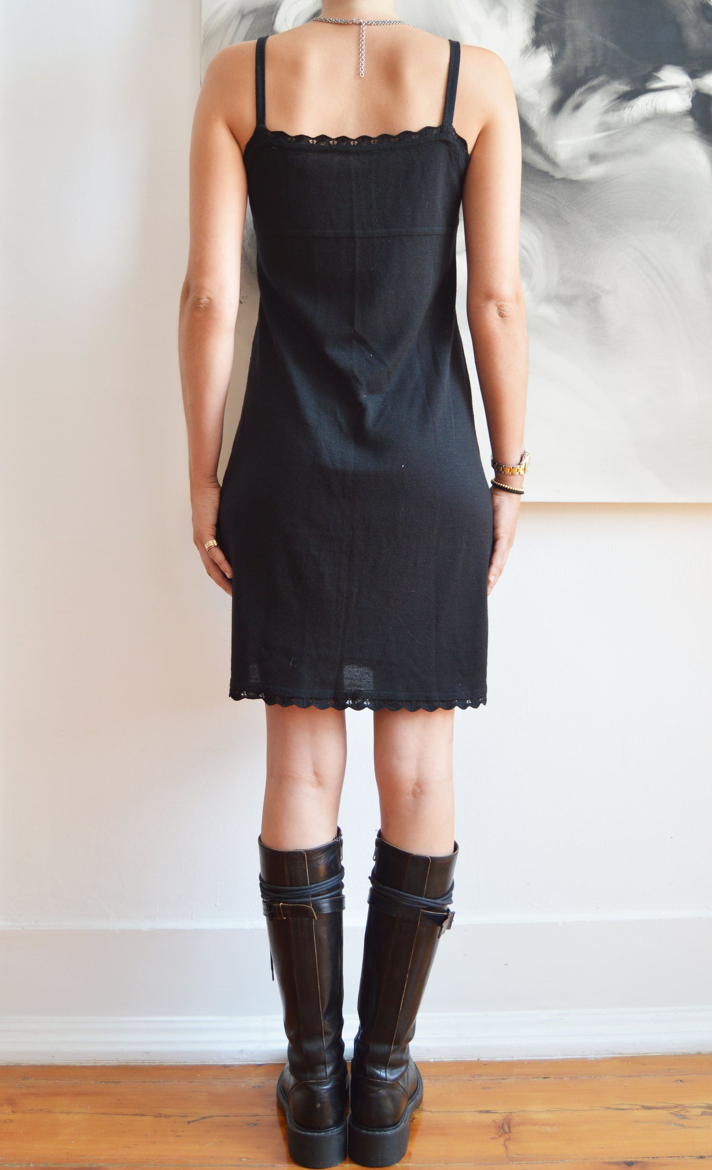 vintage 90s chloe black knitted mini dress