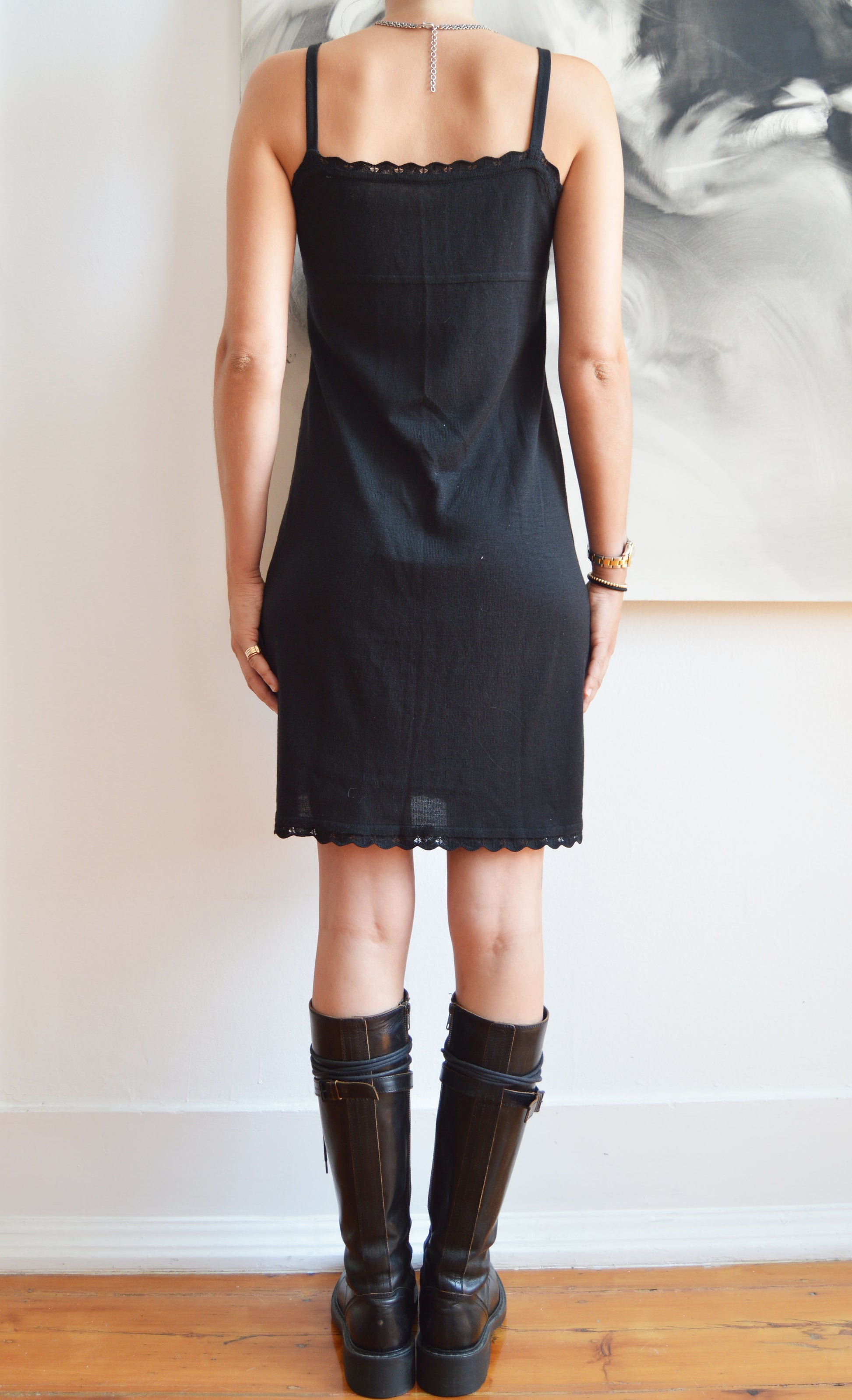 vintage 90s chloe black knitted mini dress