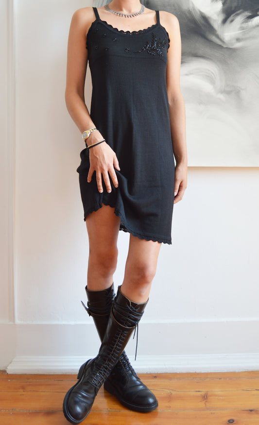 vintage 90s chloe black knitted mini dress