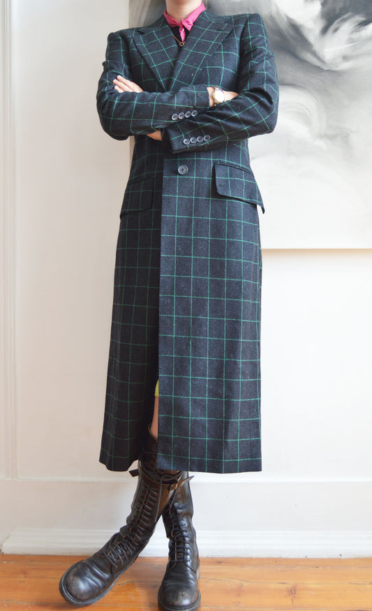 Vintage Chloé F/W 1998 Green Check Wool Coat