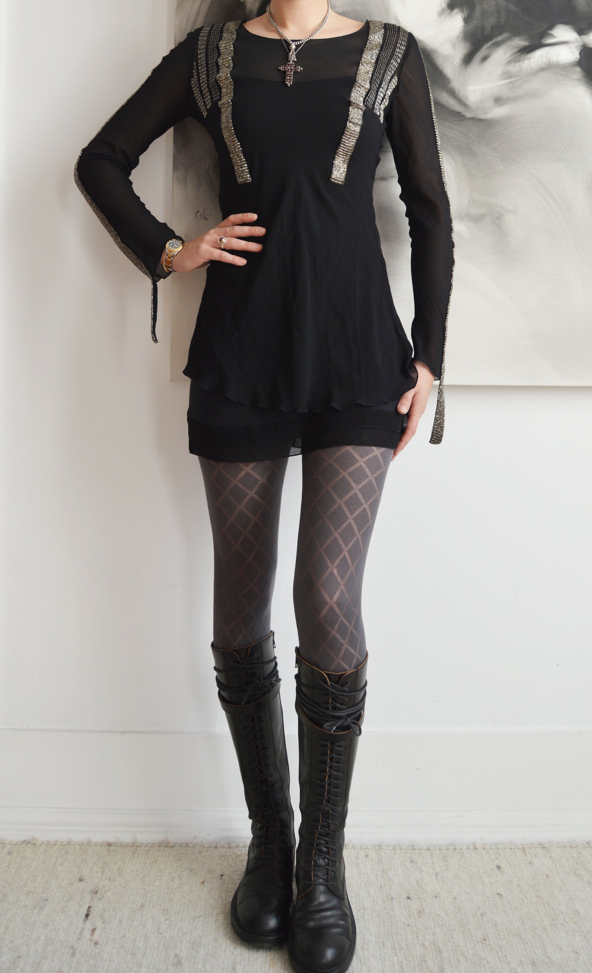 vintage Chloe fw 2002 silk beaded blouse