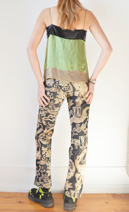 Vintage Chloé S/S 2005 Beaded Green Silk Camisole