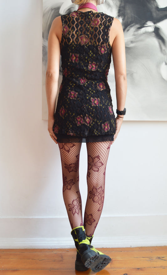 Vintage Christian Lacroix Bazar F/W 1996 Black Lace Dress