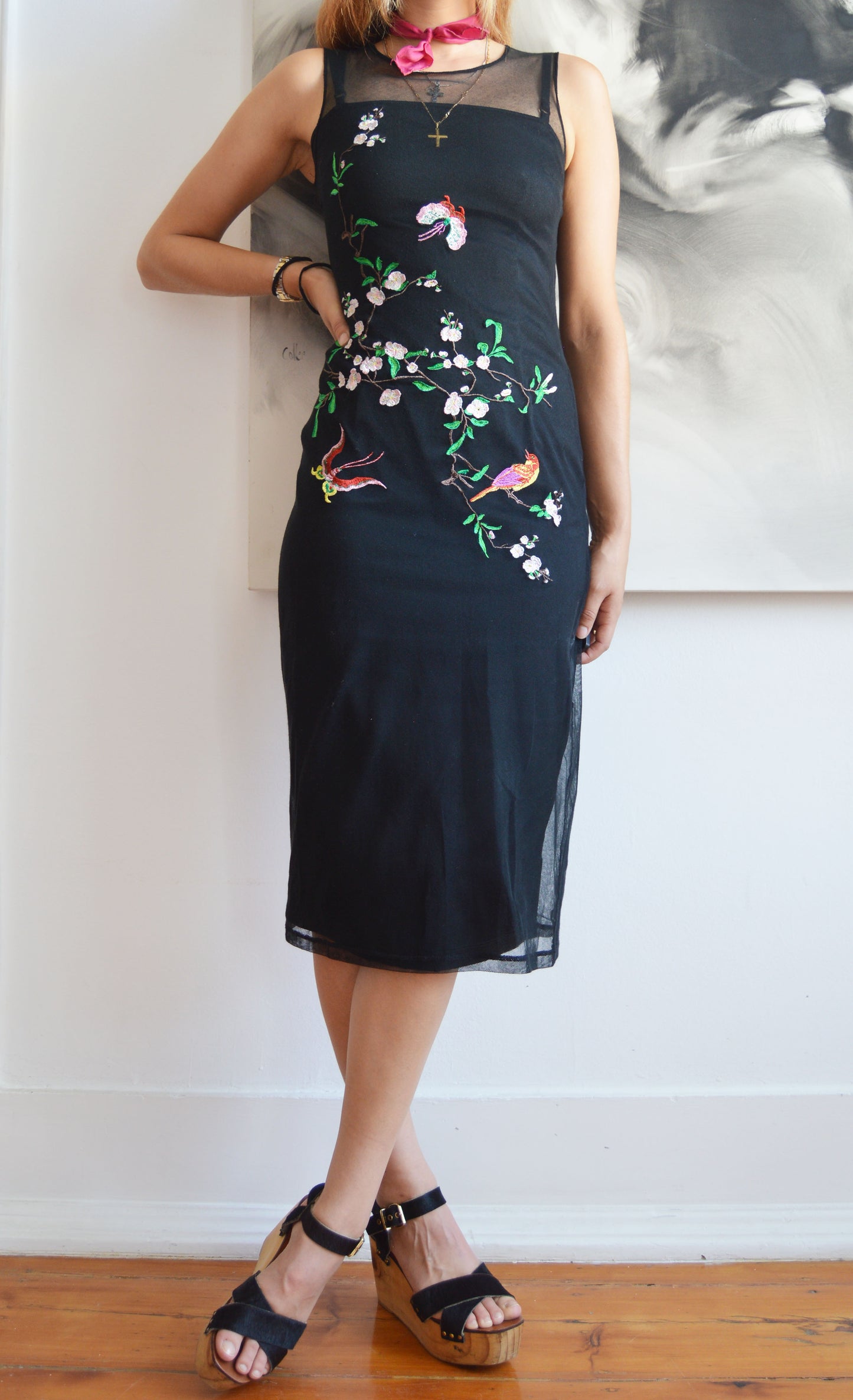 Vintage D&G F/W 1998 Embroidered Mesh Dress