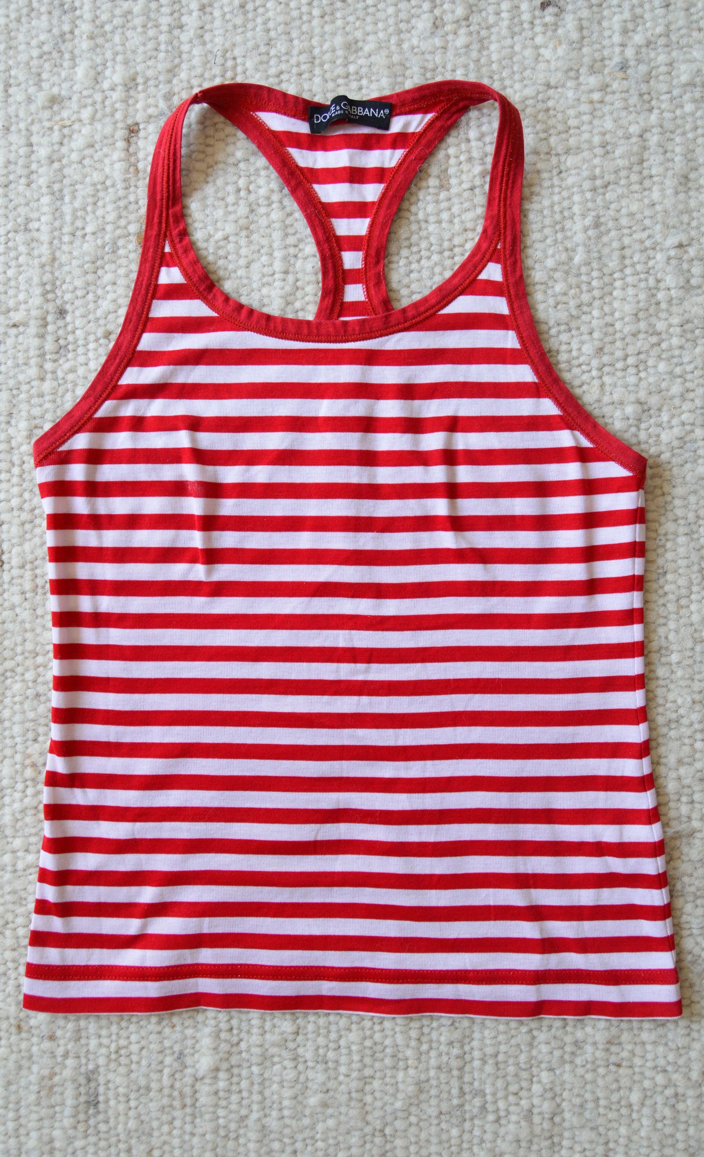 Vintage Dolce & Gabbana Red Striped Tank Top