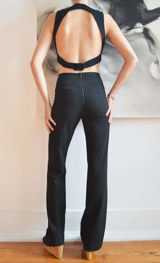 vintage Emporio Armani black lace up backless top