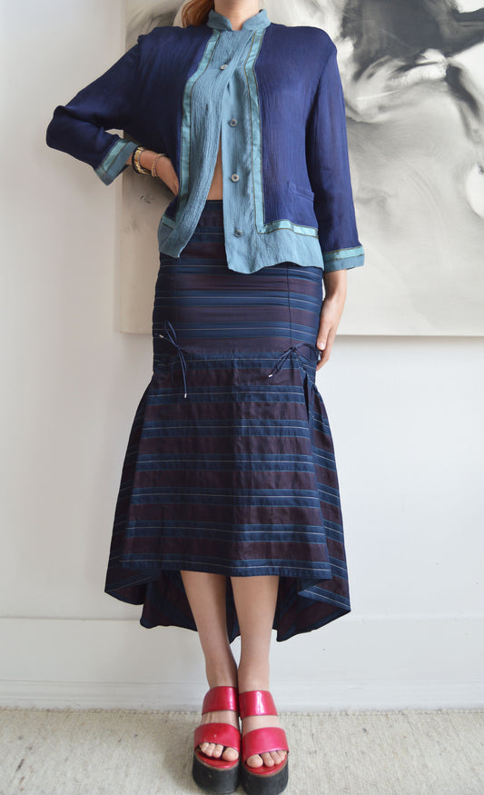 vintage emporio silk striped fishtail skirt
