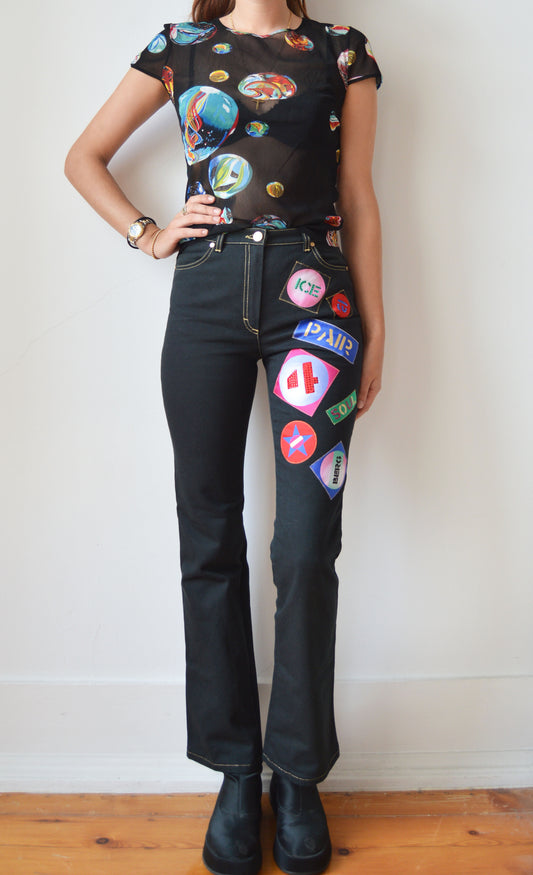 vintage iceberg ss 2001 patched black jeans