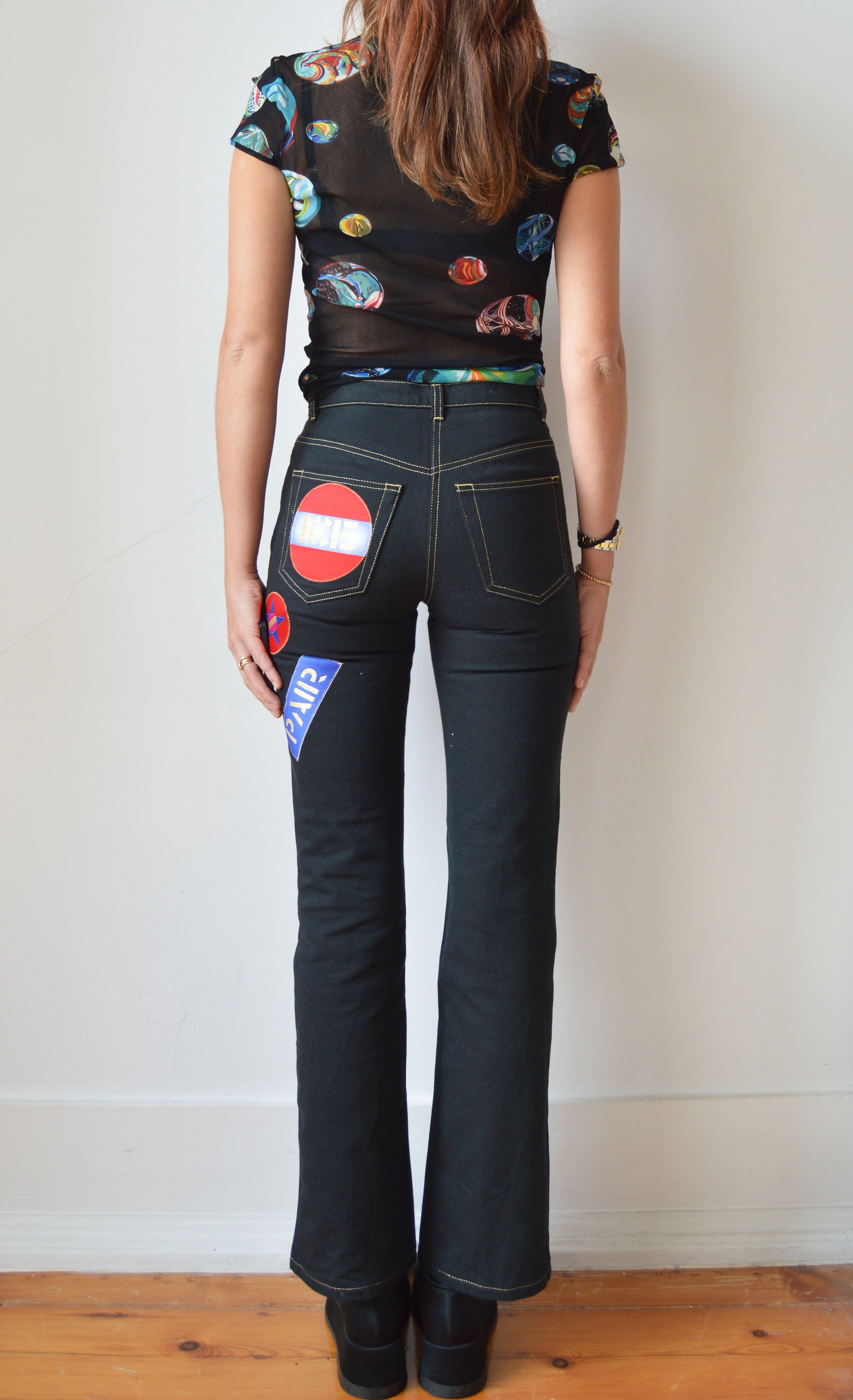 vintage iceberg ss 2001 patched black jeans