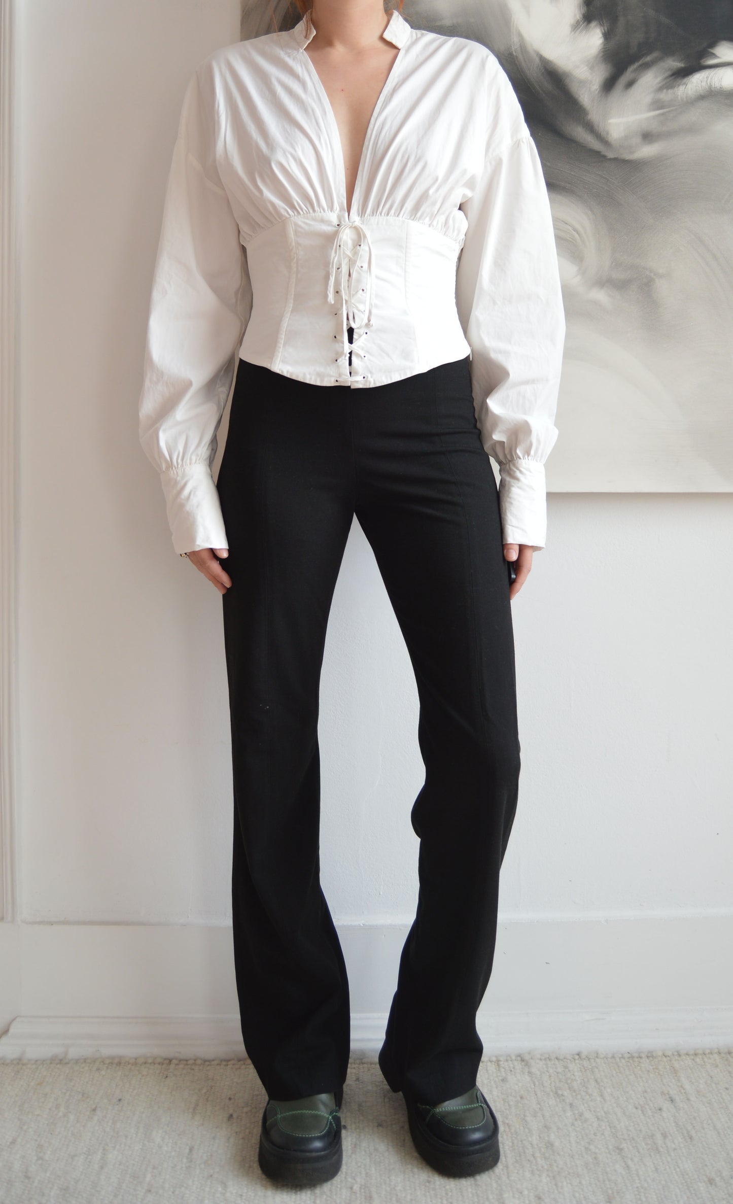 vintage iceberg ss 2003 white corset shirt