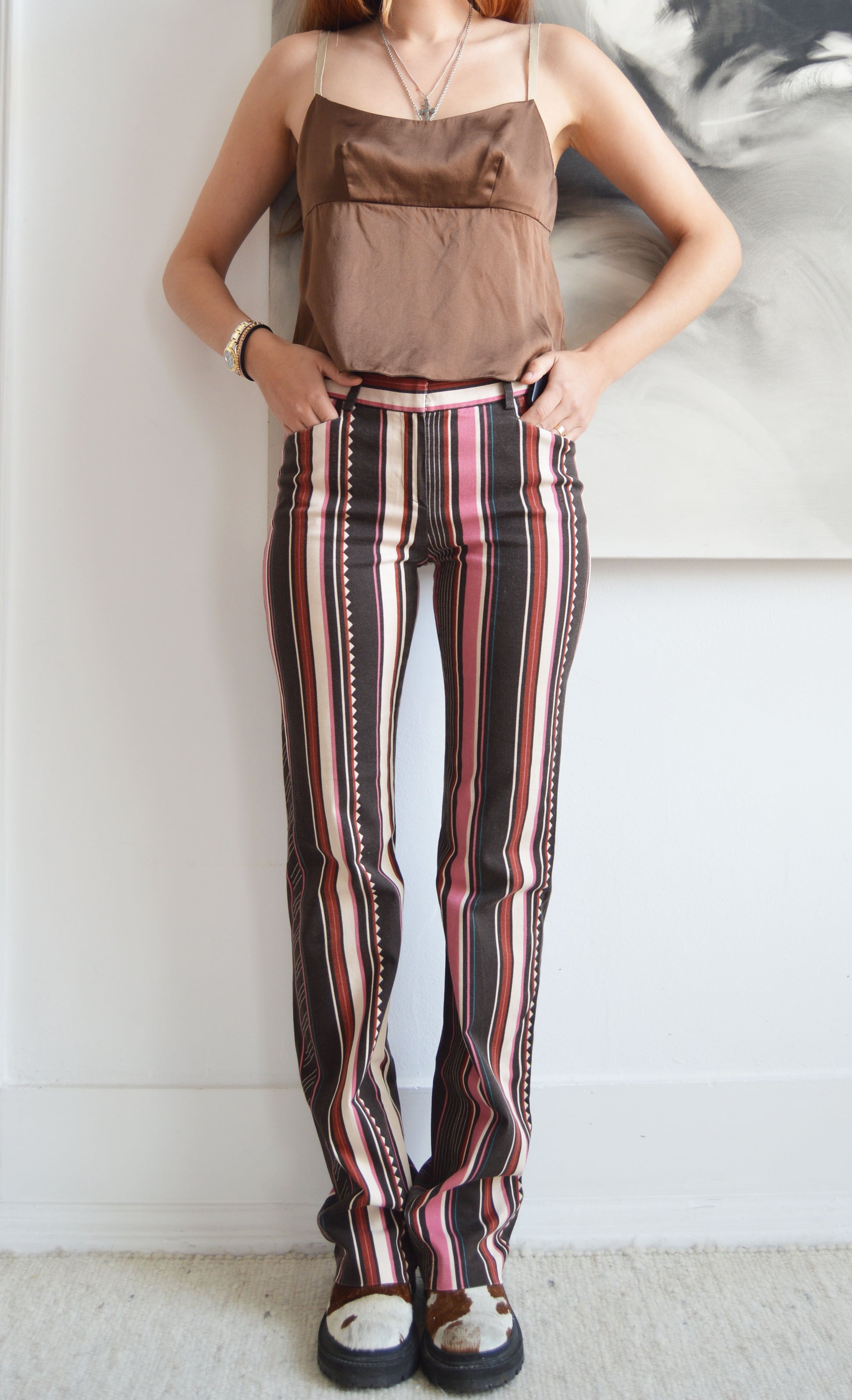 vintage iceberg striped cotton trousers