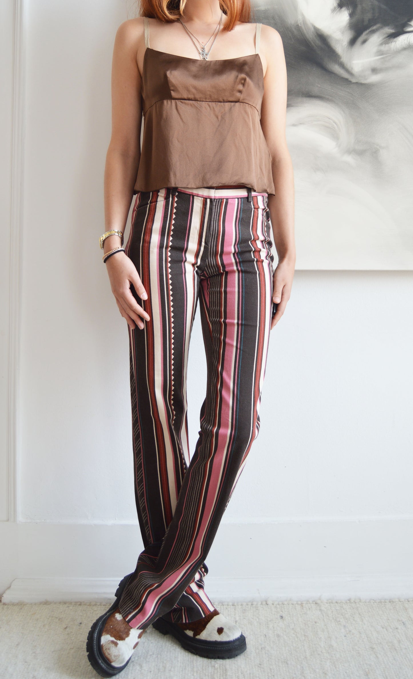 vintage iceberg striped cotton trousers