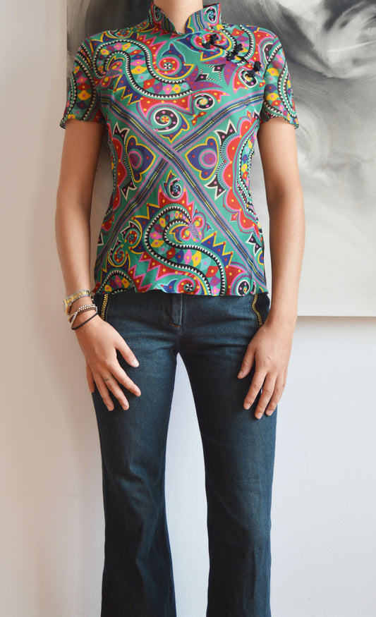vintage john galliano silk patterned blouse