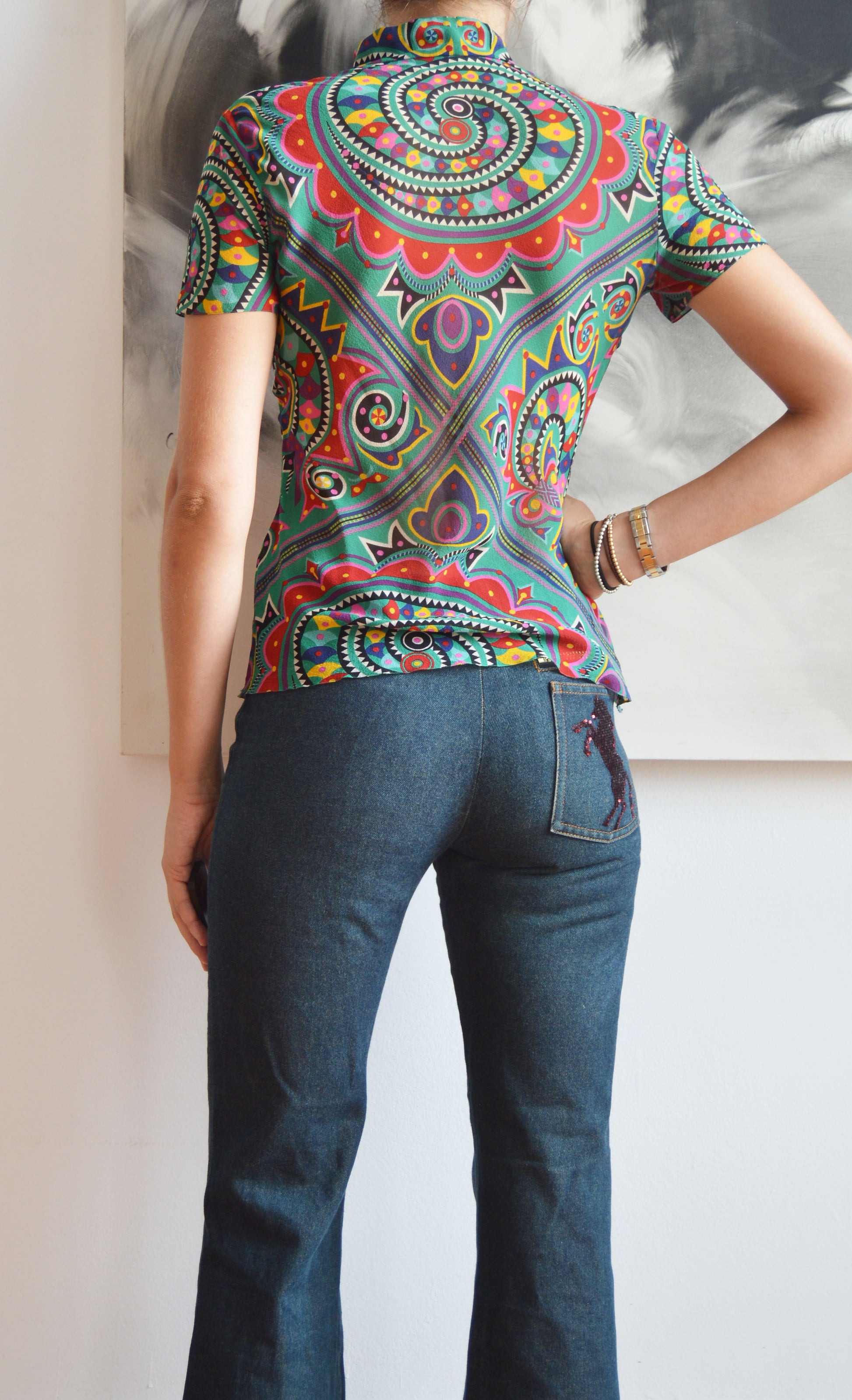 vintage john galliano silk patterned blouse