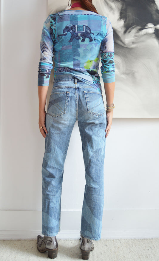 vintage kenzo jeans elephant mesh top
